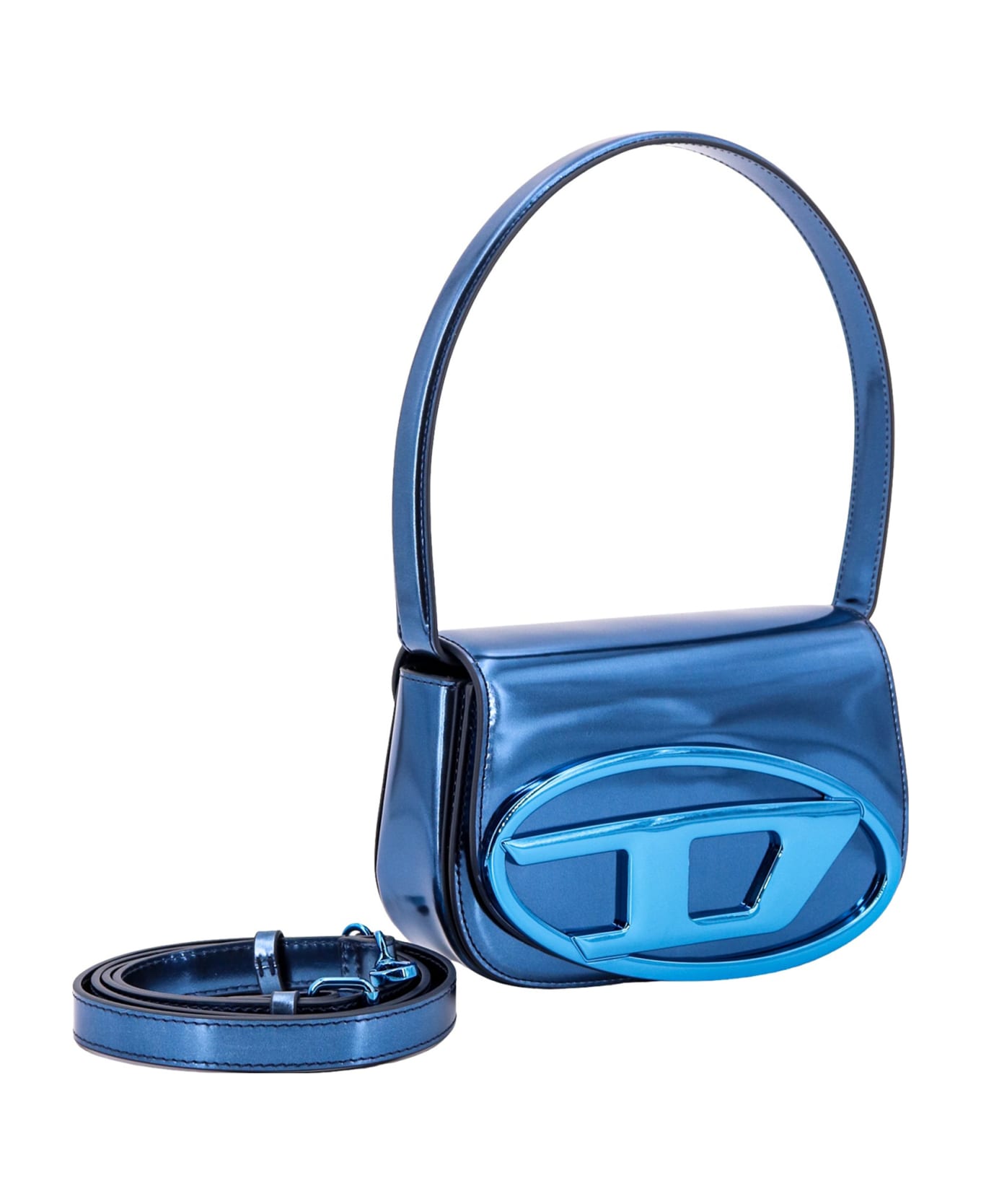 Diesel 1dr Metallic Leather Shoulder Bag - Blue