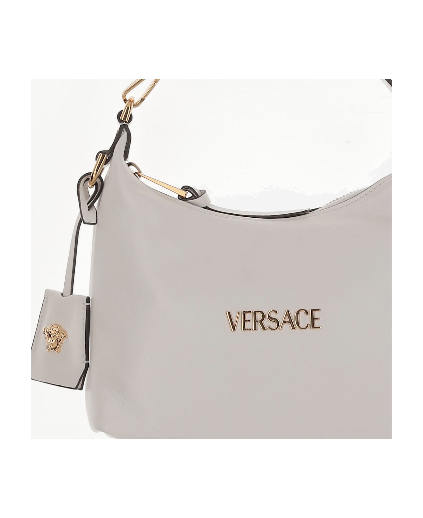 Versace Lambskin Handbag With Logo - White