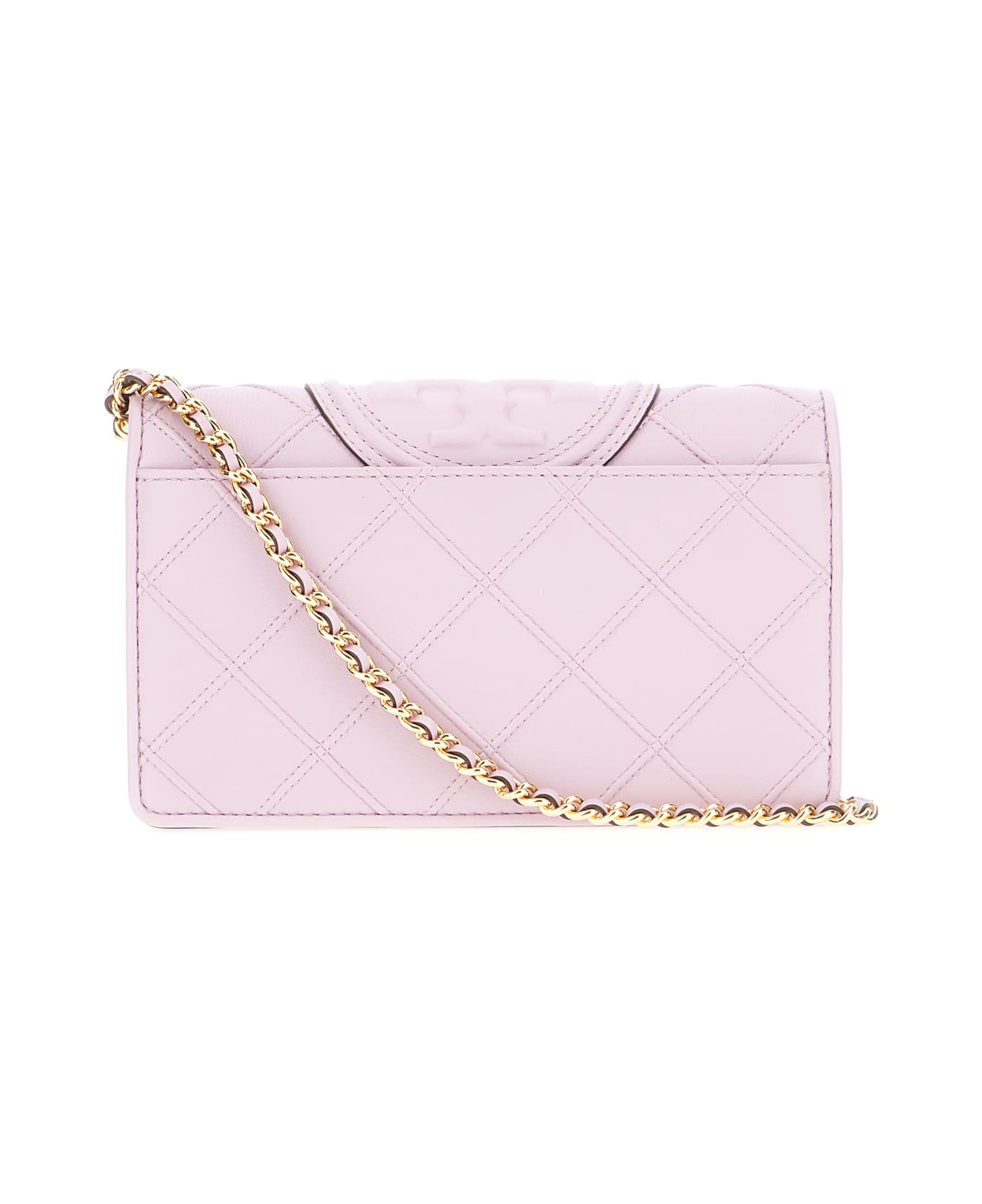 Tory Burch Lillac Leather Fleming Clutch - PALE PURPLE