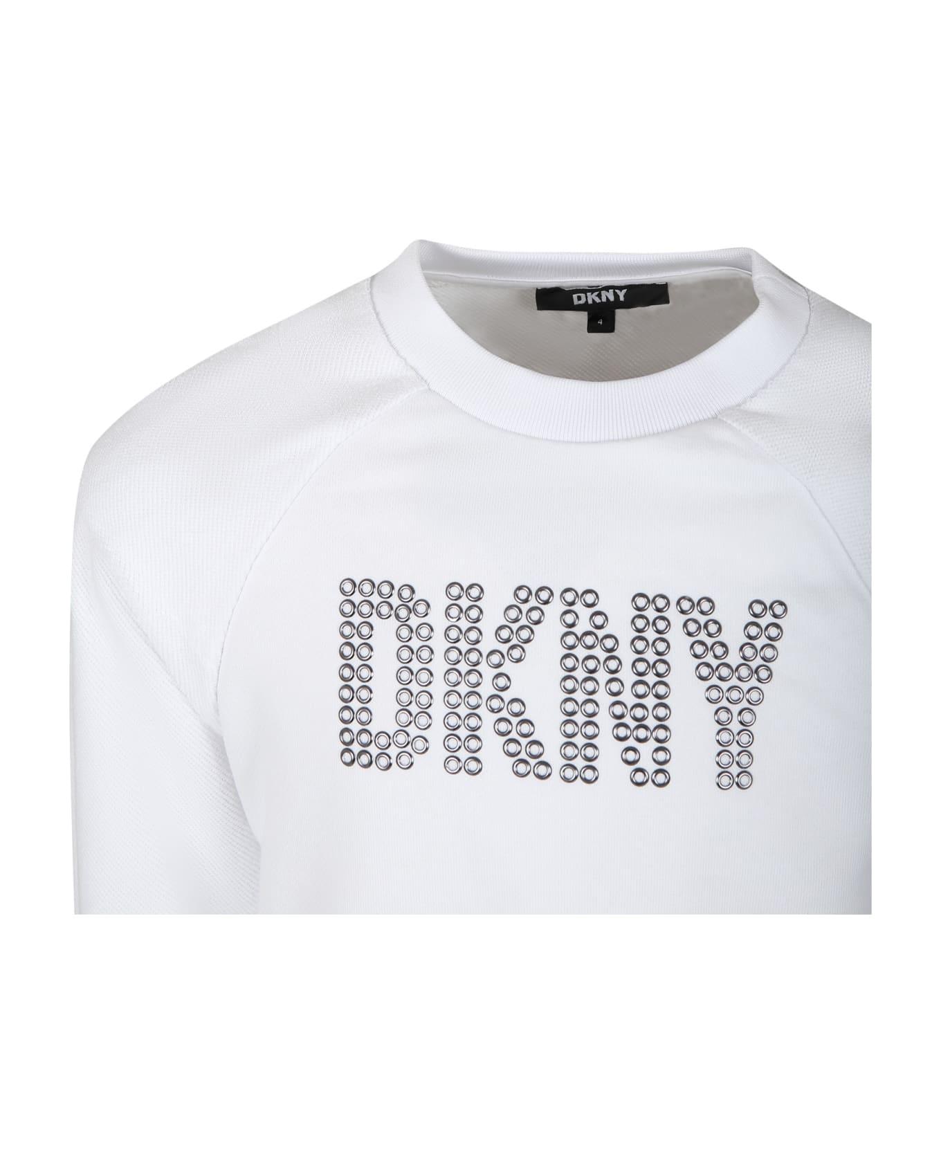 DKNY White Cropped Sweatshirt For Girl With Logo - White ニットウェア＆スウェットシャツ