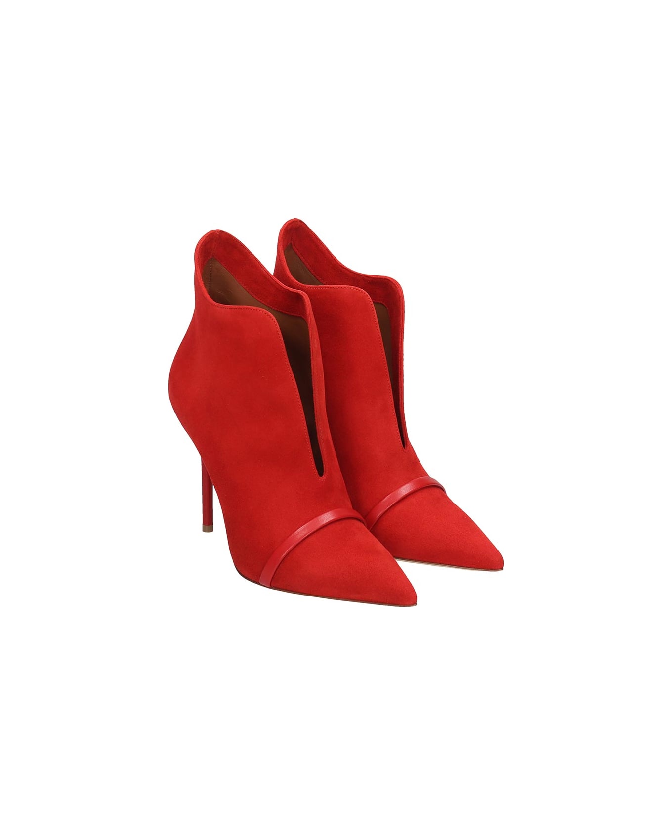 Malone Souliers Cora Ms 100 High Heels Ankle Boots In Red Suede ...