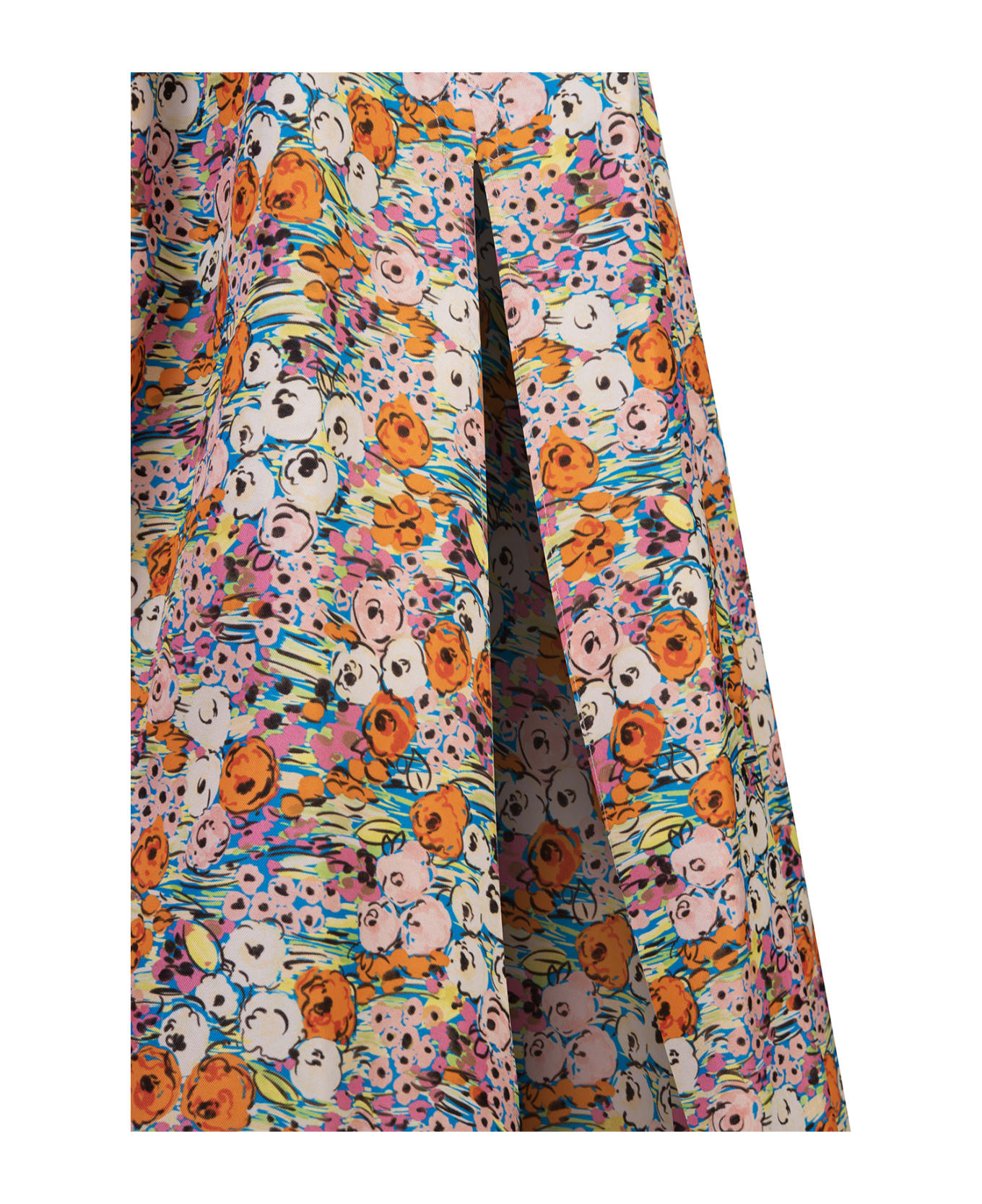 Aspesi Long Shirt Dress With Pink And Orange Floral Pattern - MULTICOLORE