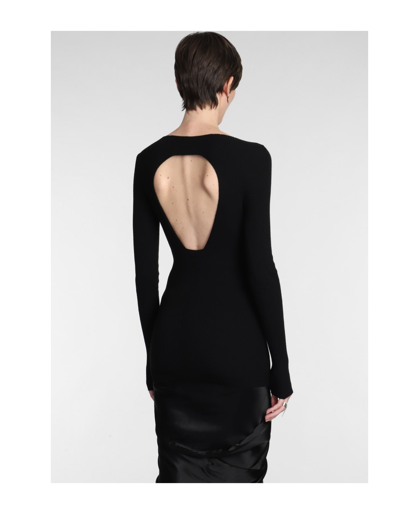 Rick Owens Al Top Knitwear In Black Wool - Black