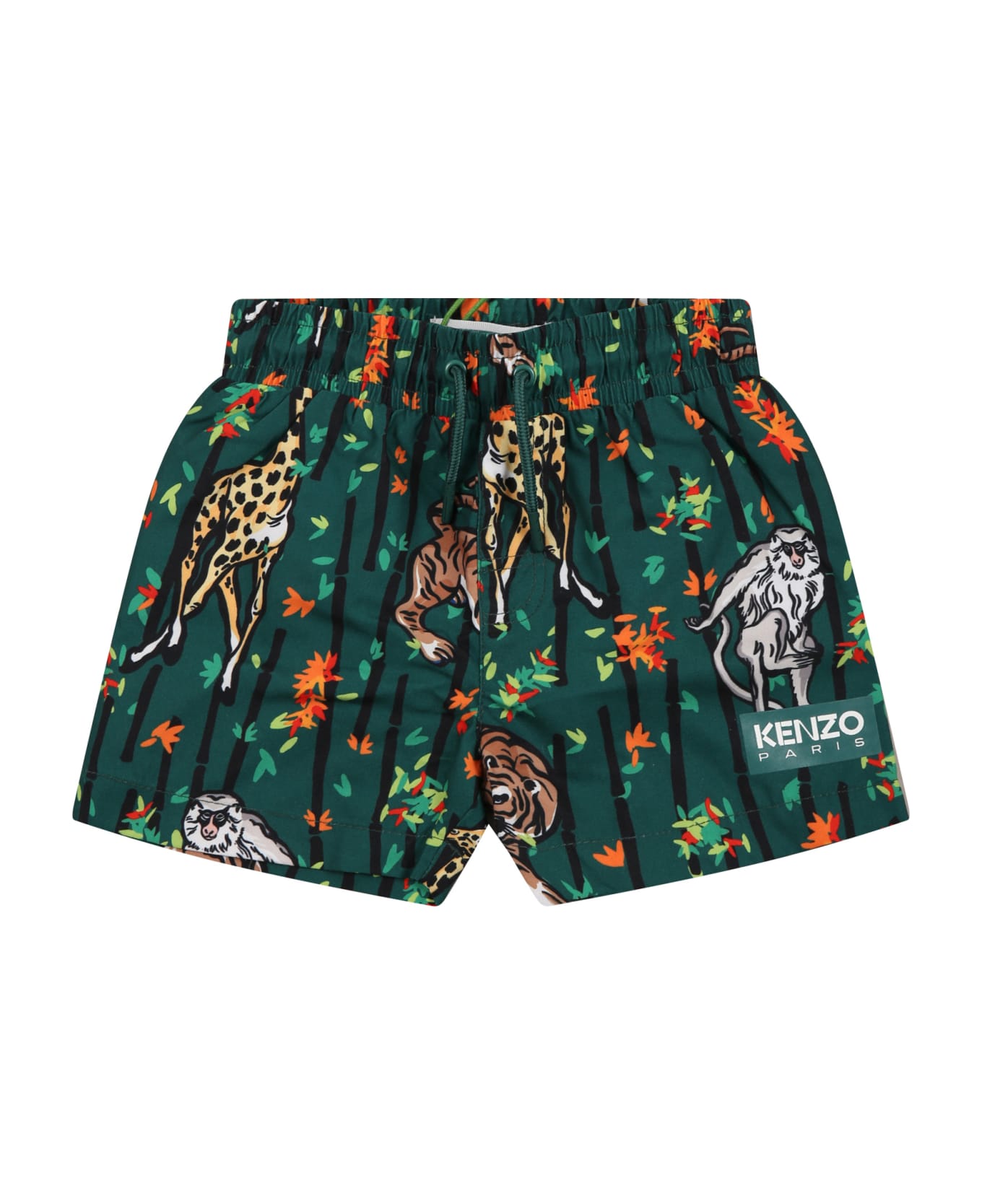 Kenzo Kids Green Sea ALTAIR For Baby Boy With Animal Print And Logo - Green