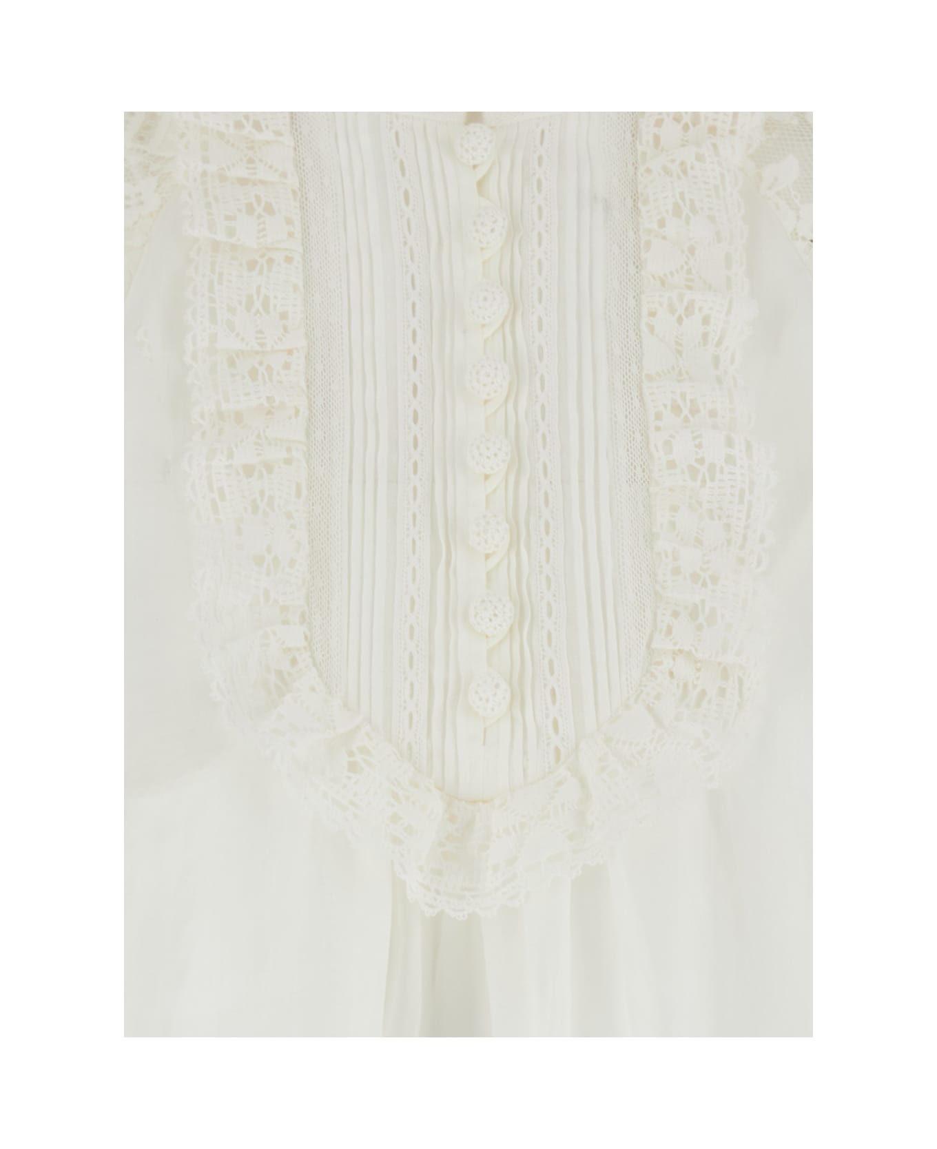 Zimmermann 
ascension
 White Blouse With Lace Panels And Scallop Hem In Ramie Woman - White