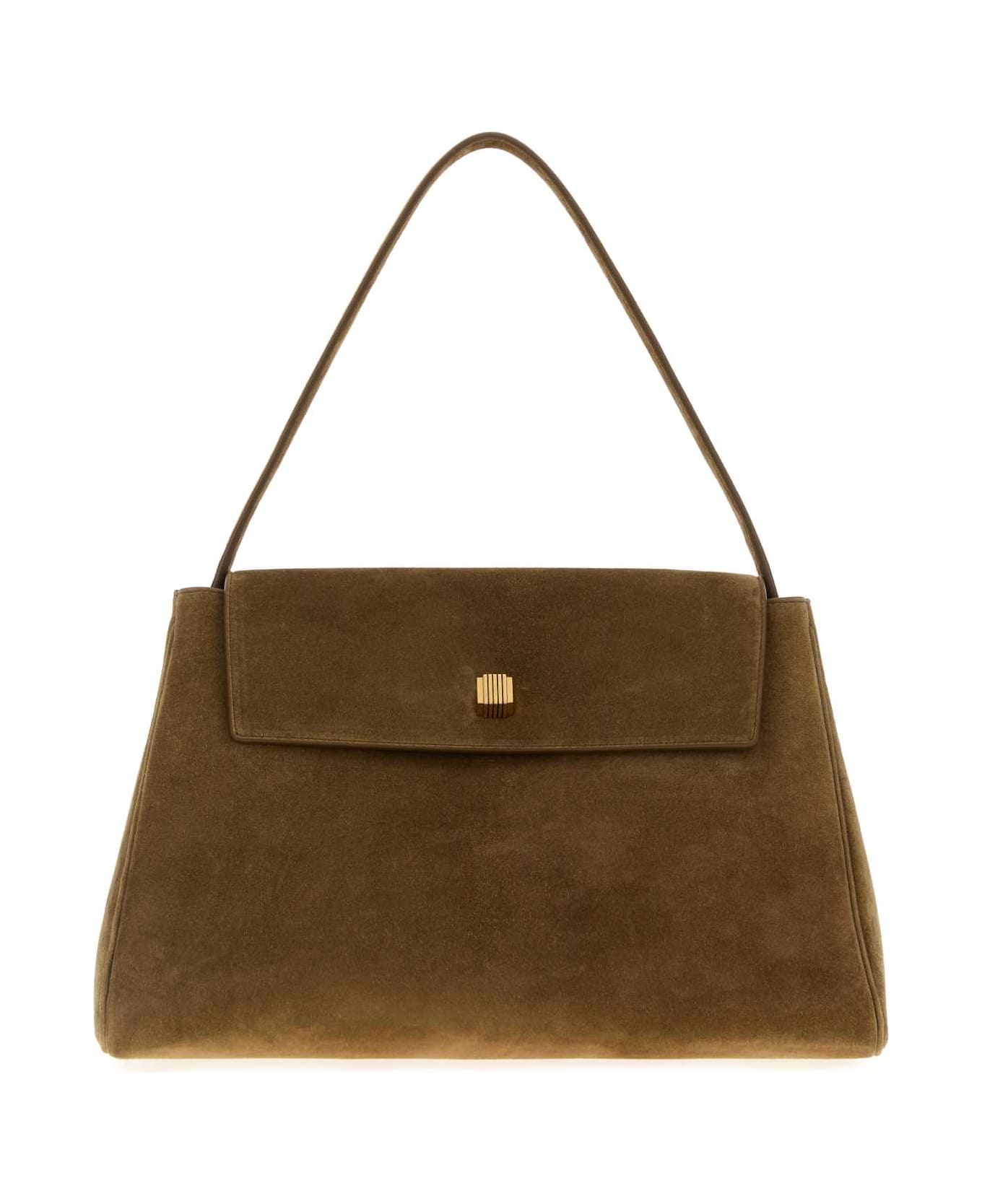 Khaite Dove Grey Suede Audrey Handbag - MUD