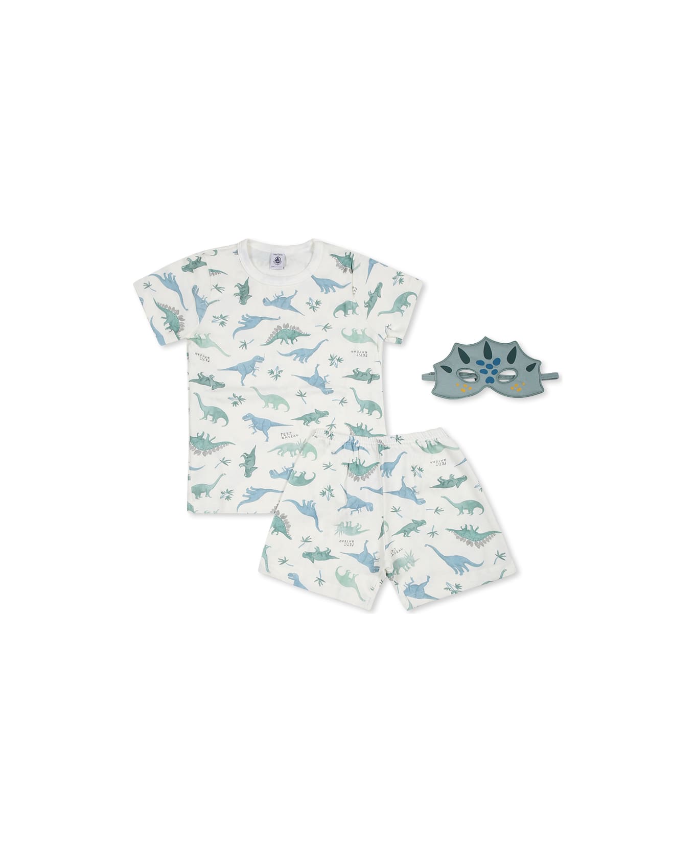 Petit Bateau White Pajamas For Boy With Dinosaur - White