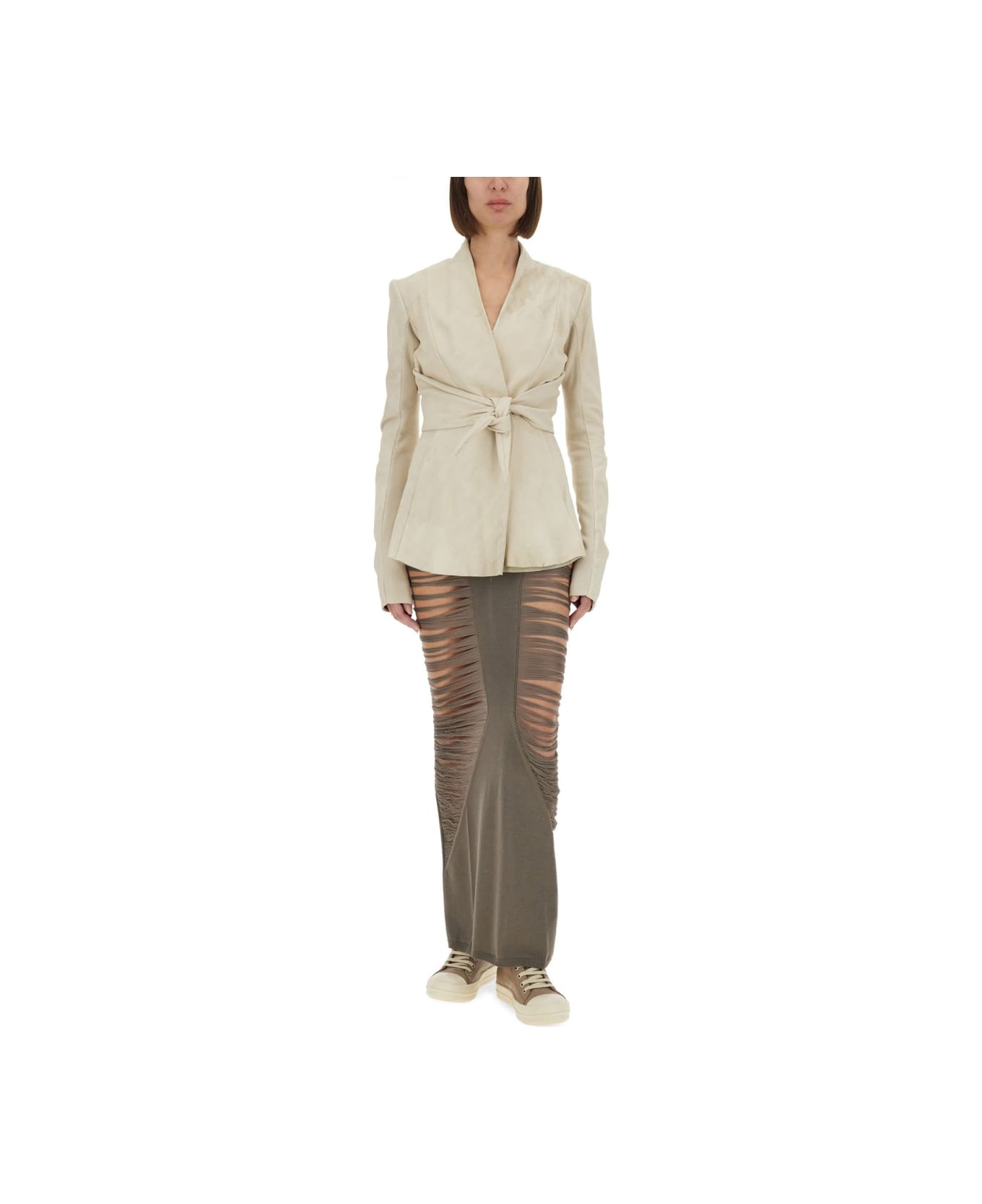 Rick Owens Structured Leather Jacket - IVORY