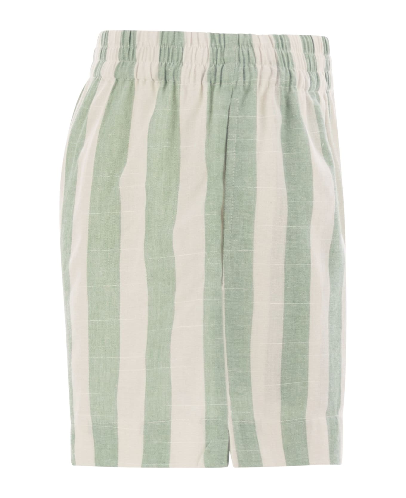 MC2 Saint Barth Meave - Striped Cotton Shorts - White/green