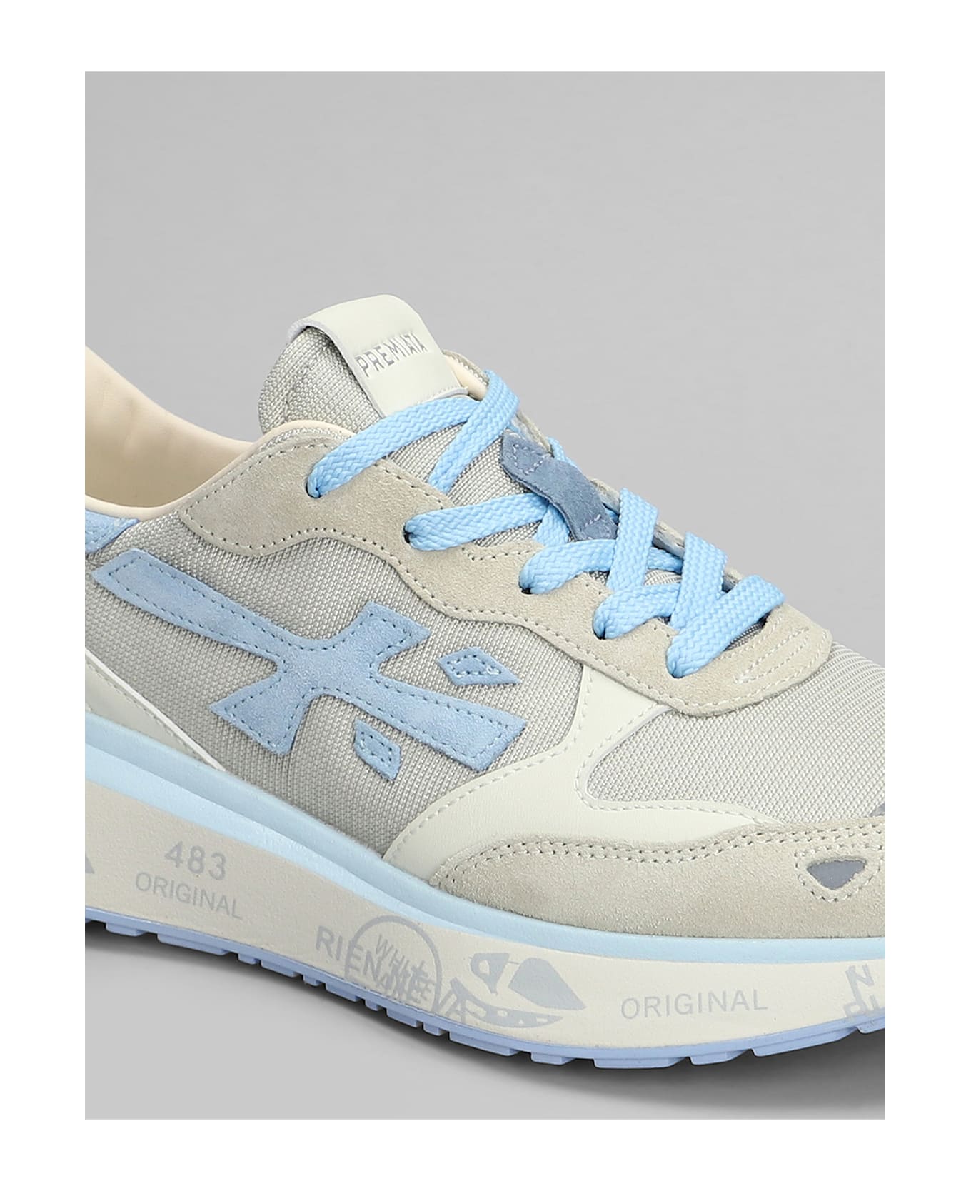 Premiata Lauryn Sneakers In Beige Suede And Fabric - beige