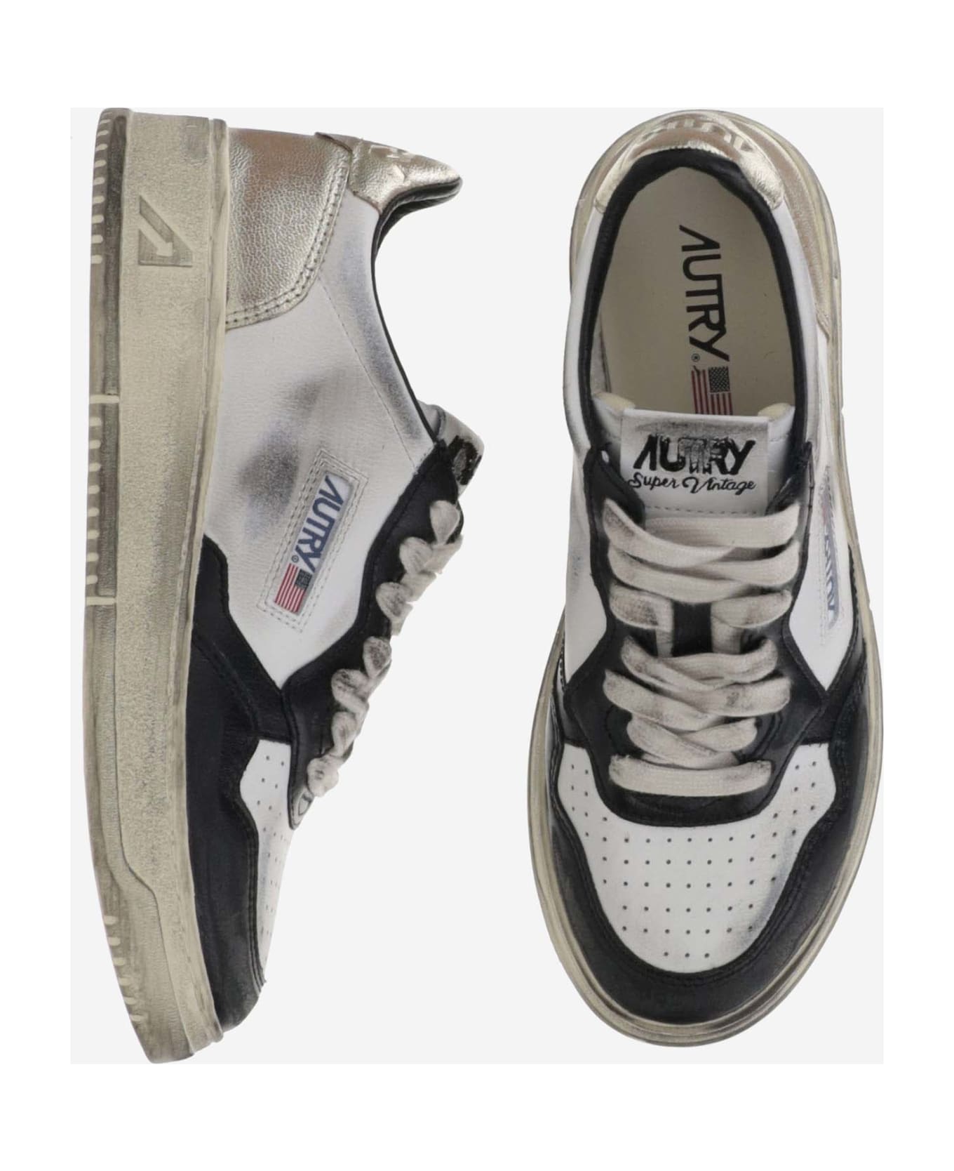 Autry Medalist Low Super Vintage Sneakers - White Black Platinum スニーカー