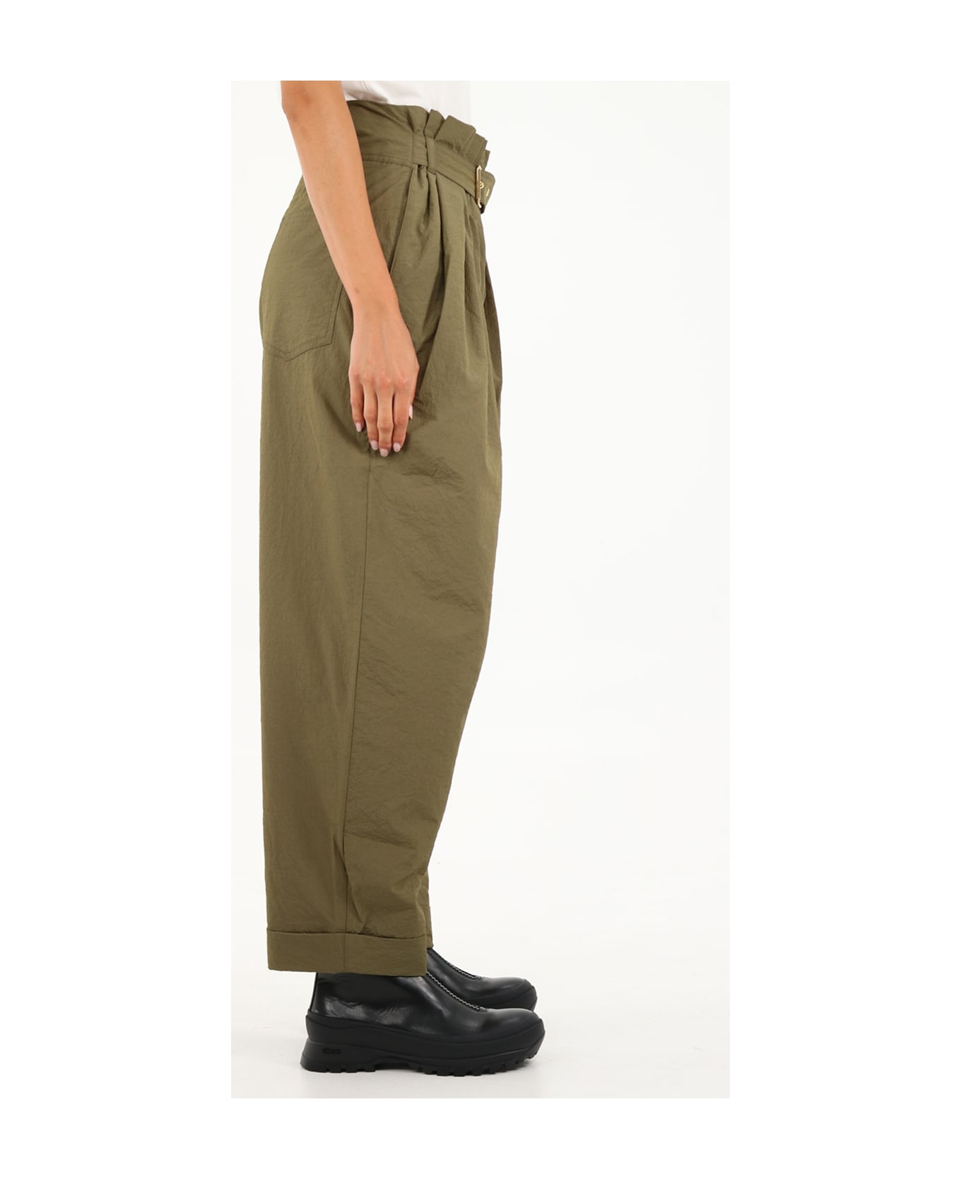Balmain Wide High-waisted Trousers - GREEN