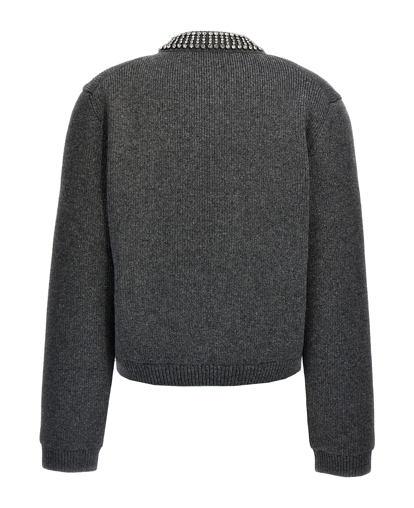 Gucci Padded Cardigan With Jewel Collar - CHARCOALGREYMIX