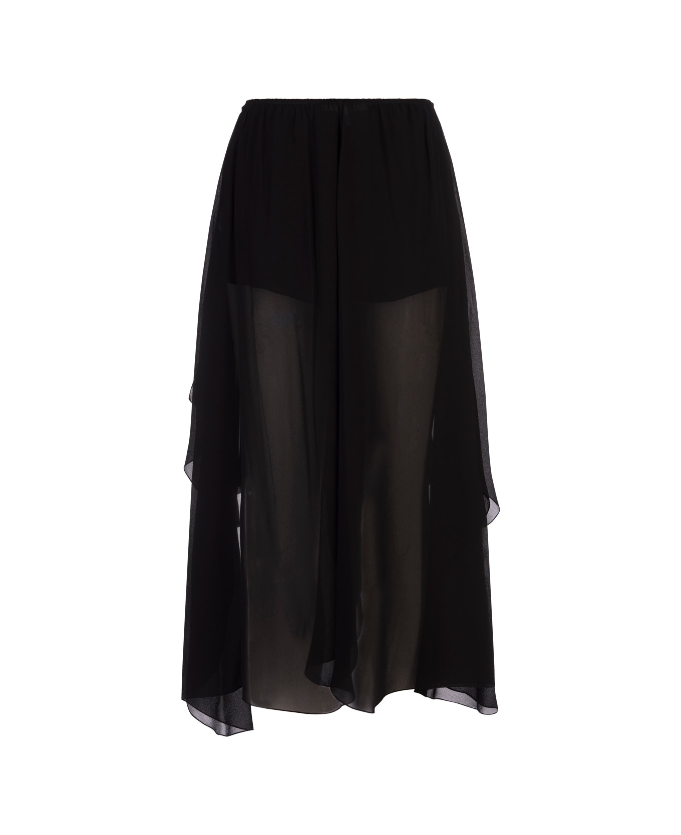 Chloé Black Silk Georgette Ruffle Shorts - BLACK