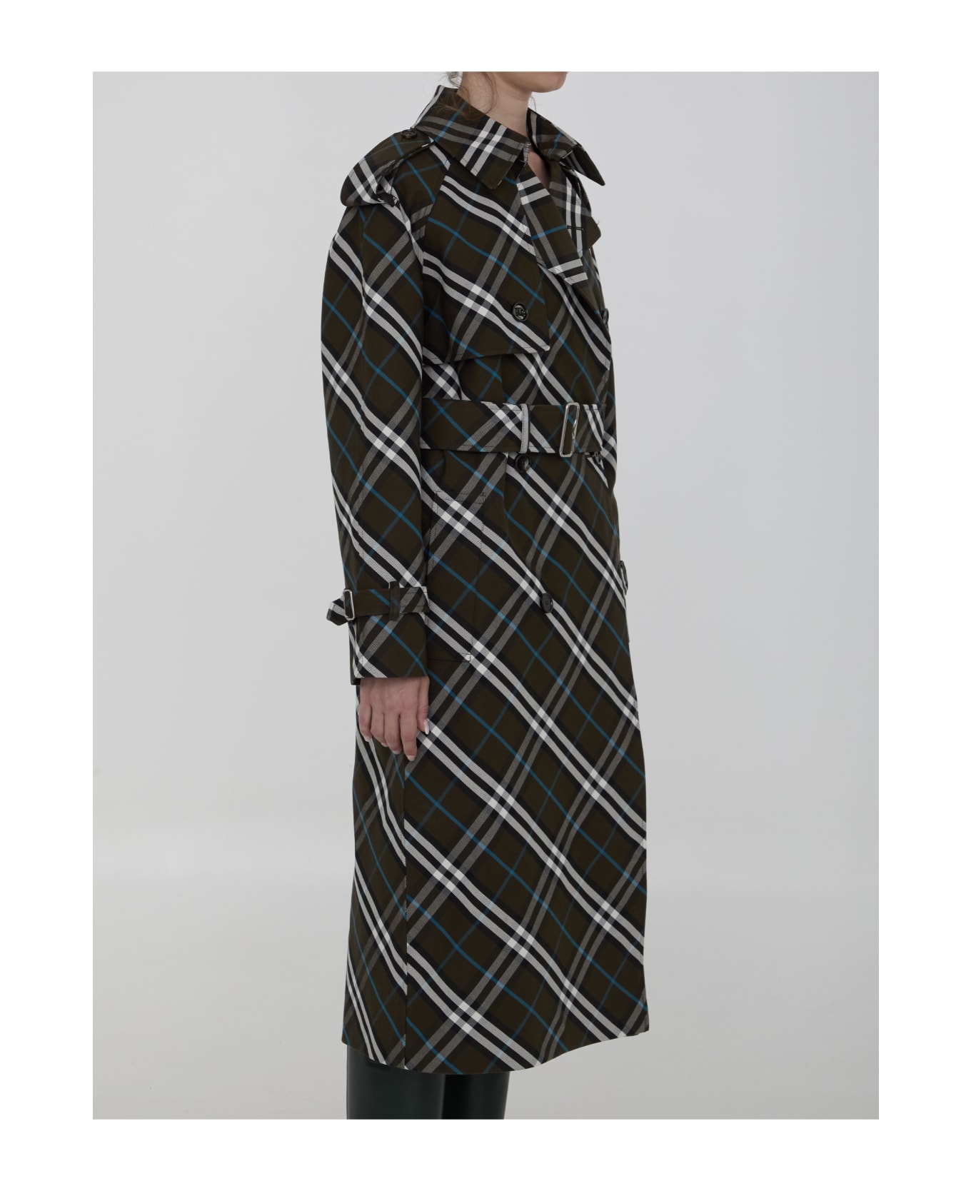 Burberry Long Trench Coat In Cotton Blend - SNUGIPCHECK