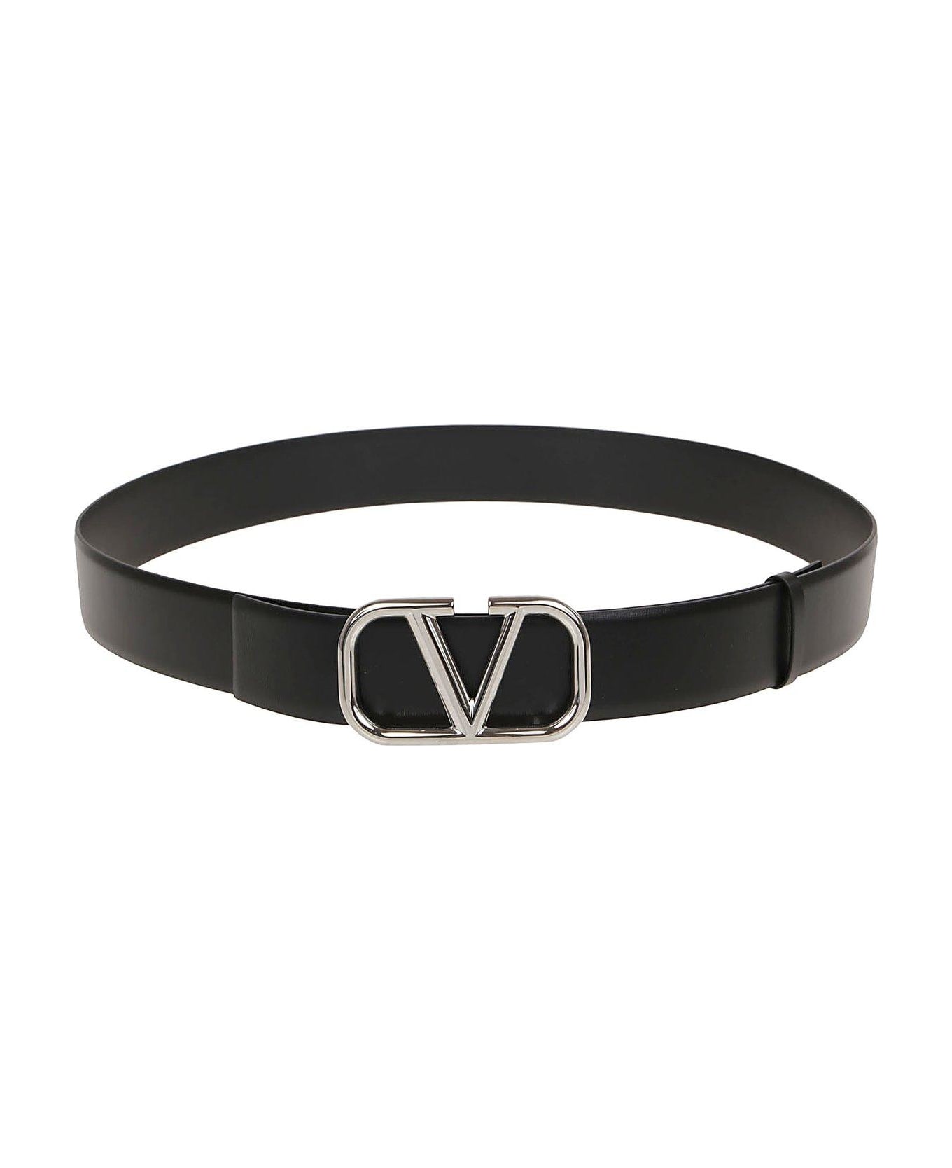 Valentino Garavani Vlogo Plaque Buckled Belt - Black