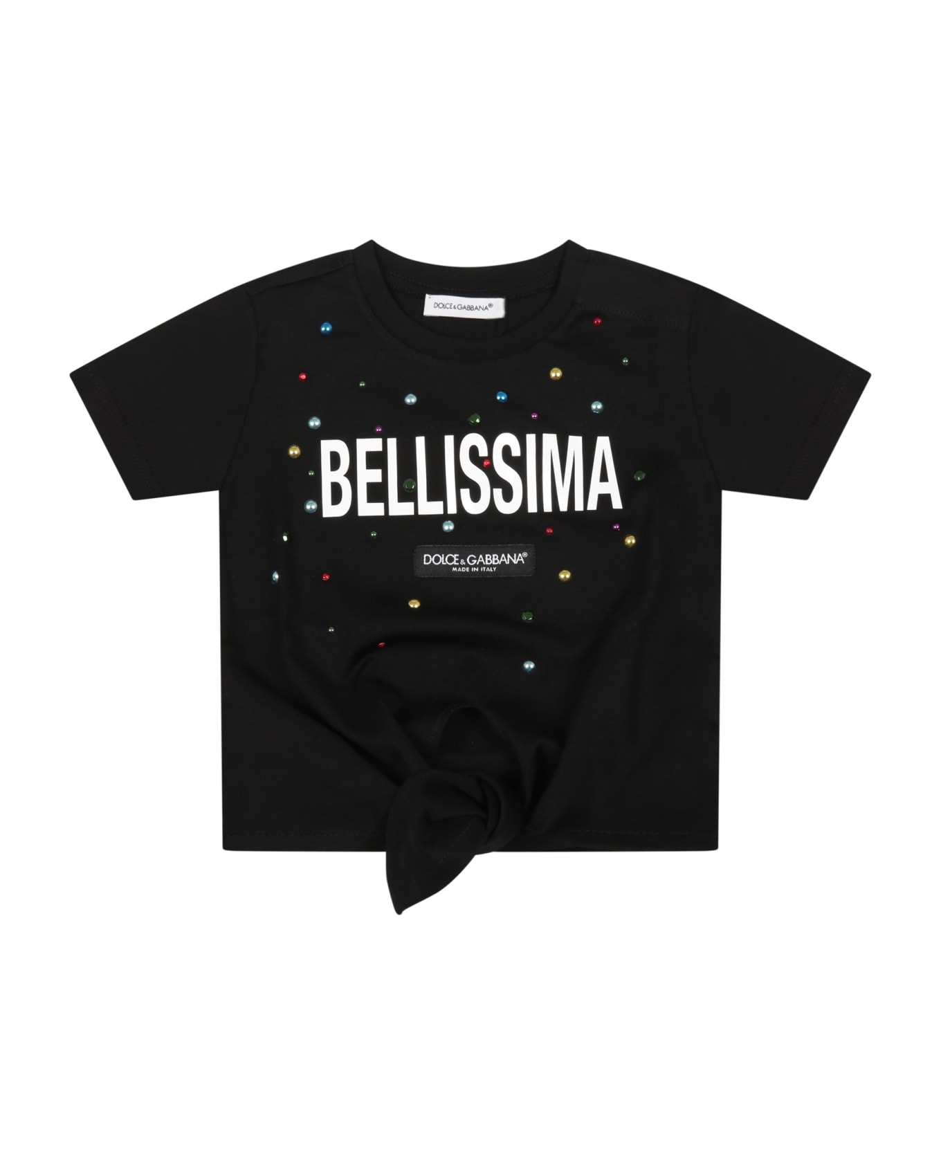 Dolce & Gabbana Black T-shirt For Baby Girl With Logo - Black