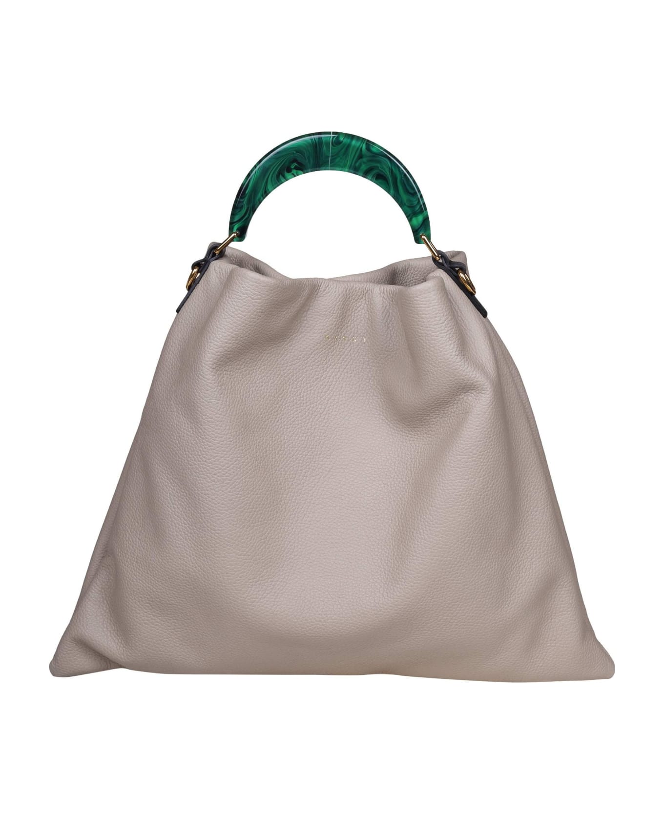 Marni Hobo Bag In Calfskin With Resin Handle - GREY