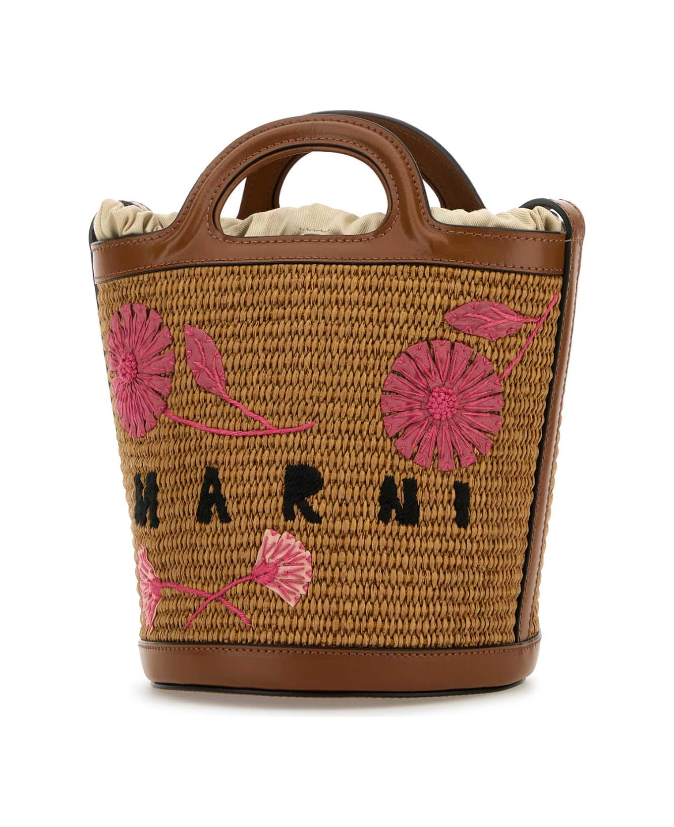 Marni Brown Raffia And Leather Tropicalia Bucket Bag - ZO974
