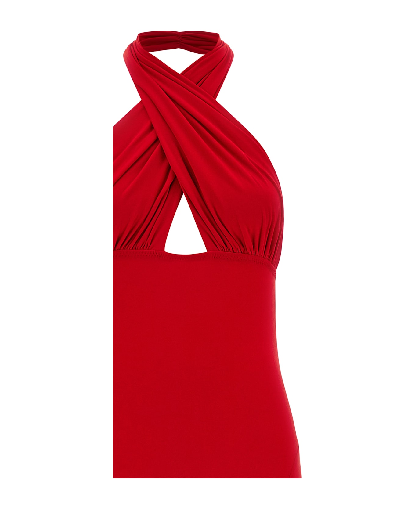 Norma Kamali 
cross Halter Fishtail
 Dress - Red