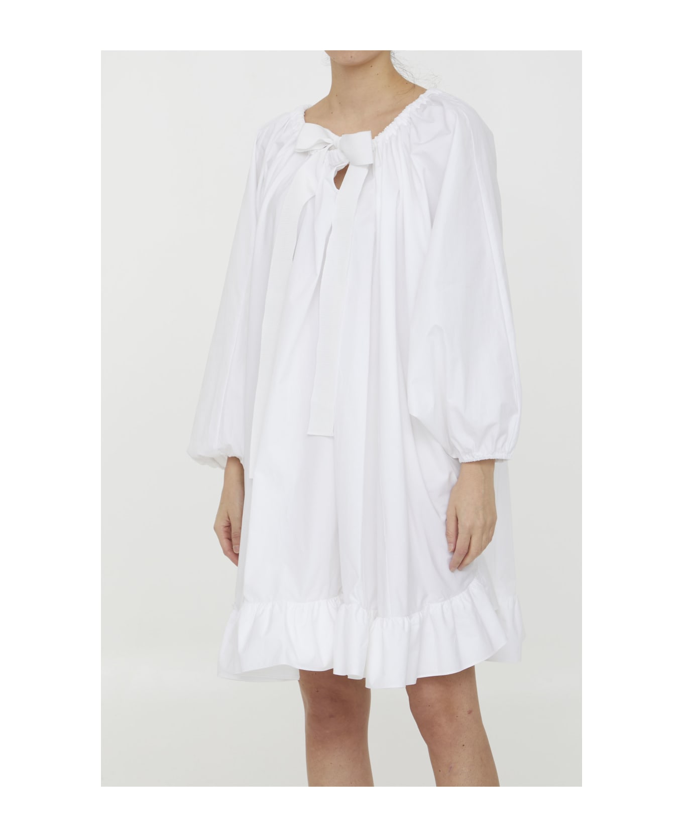 Patou Ruffled Faille Dress - WHITE