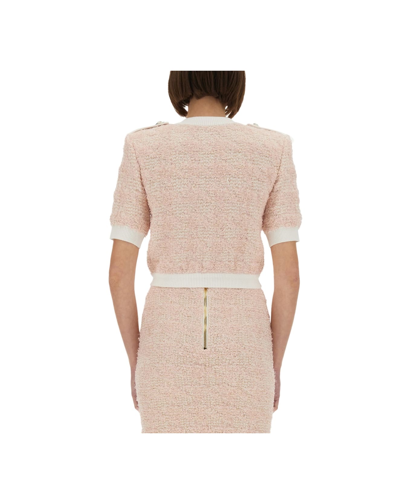Balmain Tweed Cardigan - PINK