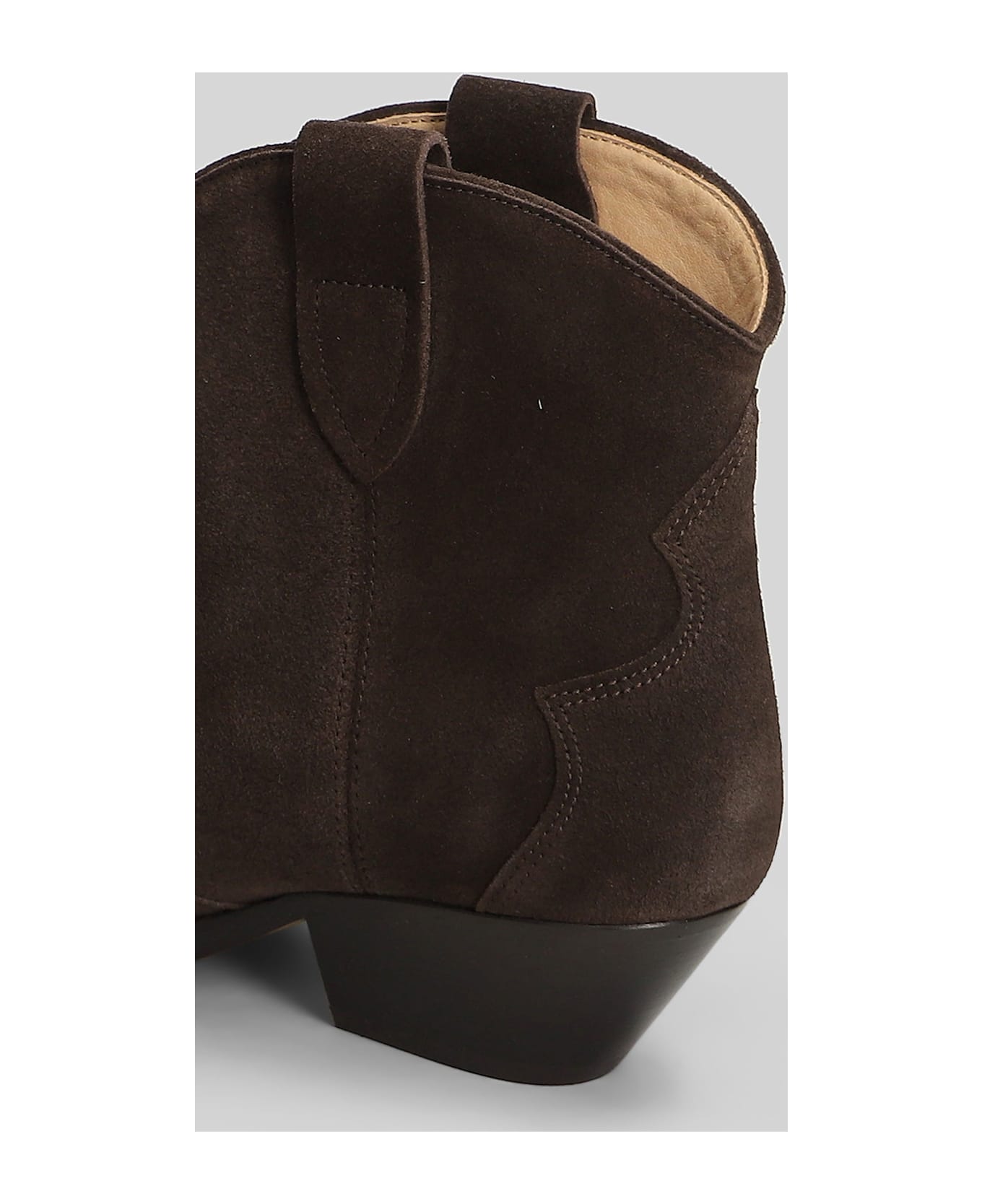 Isabel Marant Dewina Texan Ankle Boots In Brown Suede - CHOCOLATE