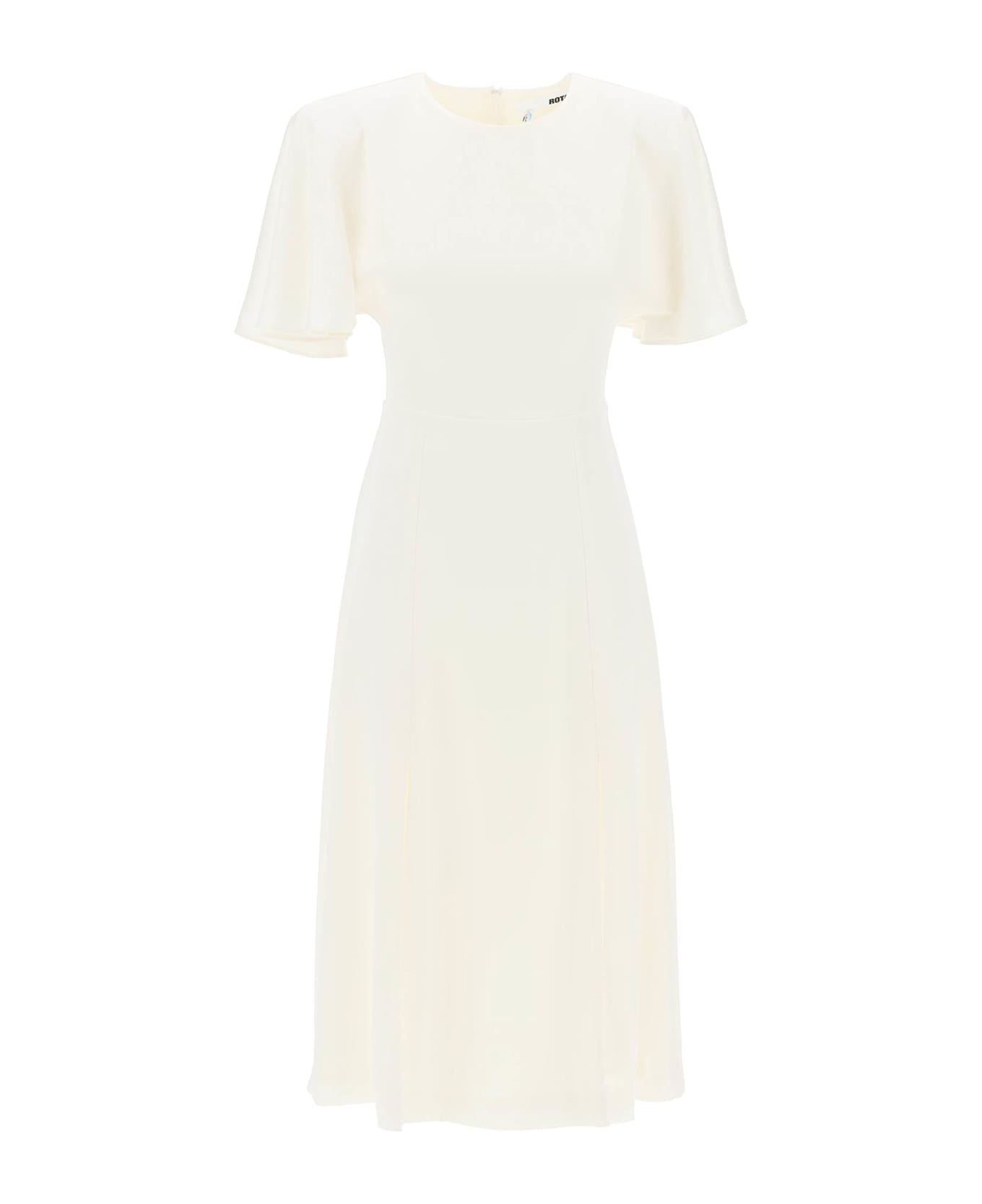 Rotate by Birger Christensen Midi Satin Dress With Butterfly Sleeves - Egret (White) ワンピース＆ドレス