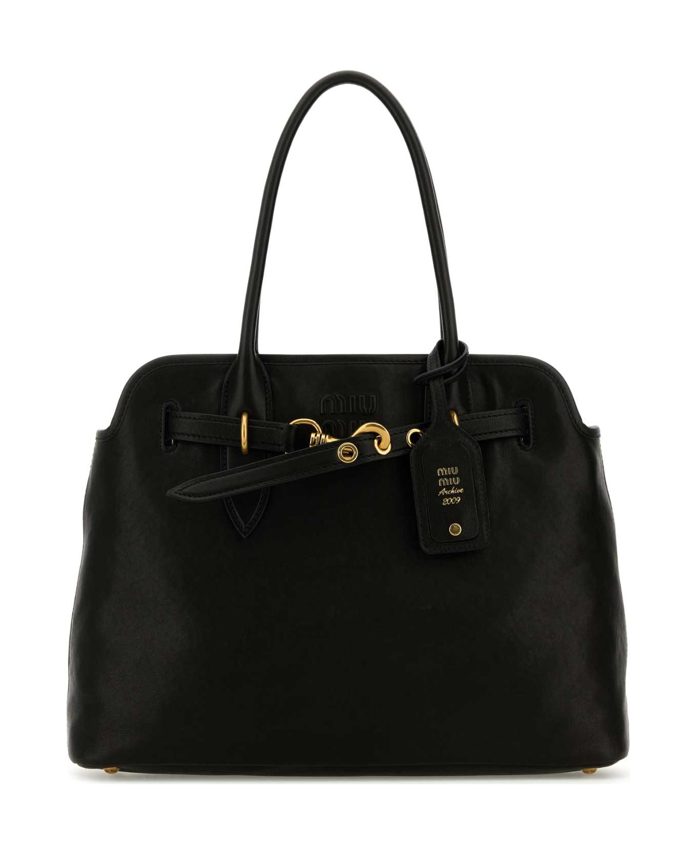 Miu Miu Black Nappa Leather Aventure Shopping Bag - NERO