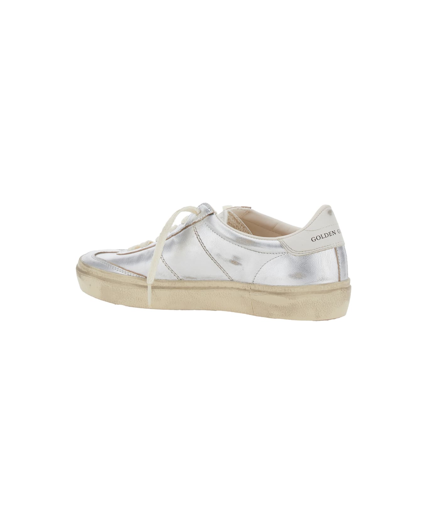 Golden Goose 'soulstar' Metallic Low Top Sneakers With Logo Patch On The Tongue And Logo Lettering On Side And Heel In Leather Woman - Metallic
