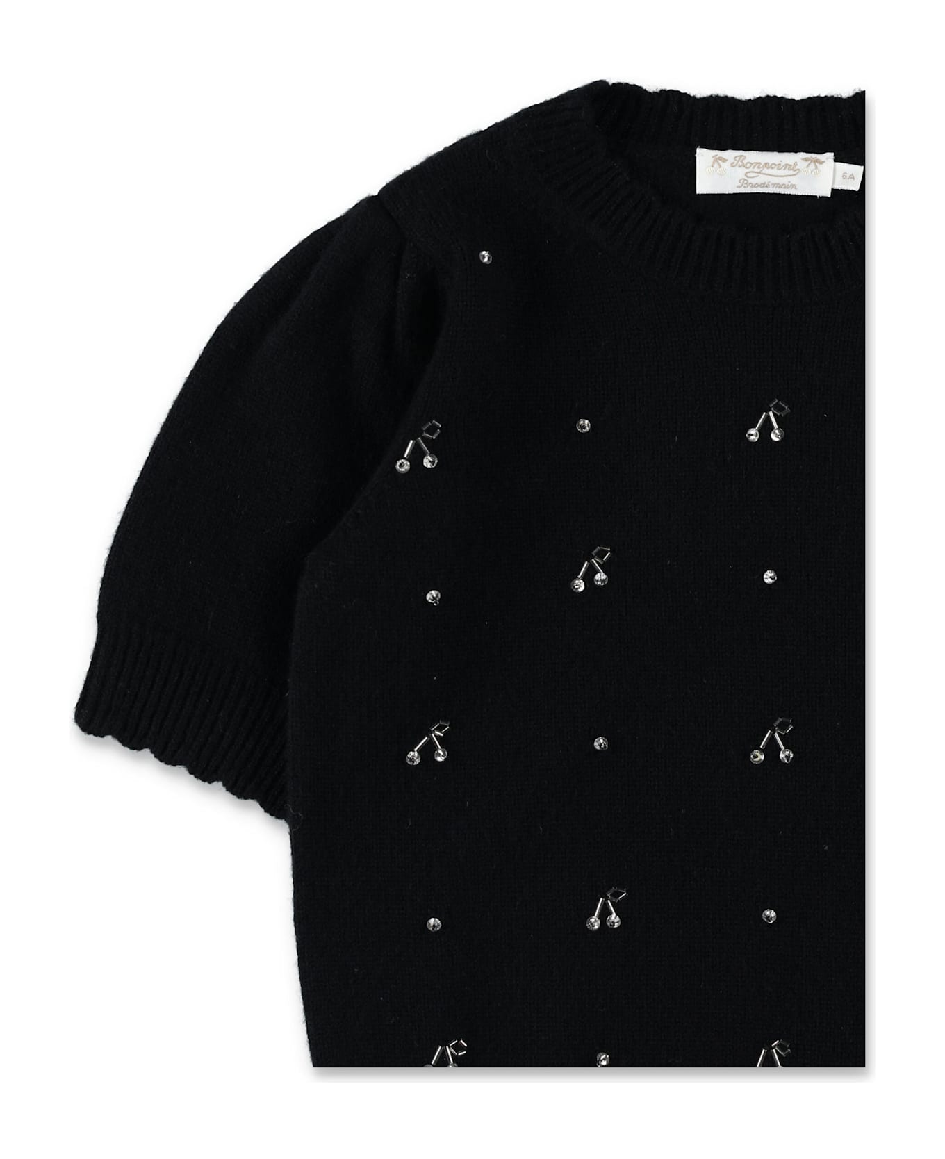 Bonpoint Kid - Bonpoint Justine Hand-embroidered Sweater With Rhinestones And Pearls - BLACK