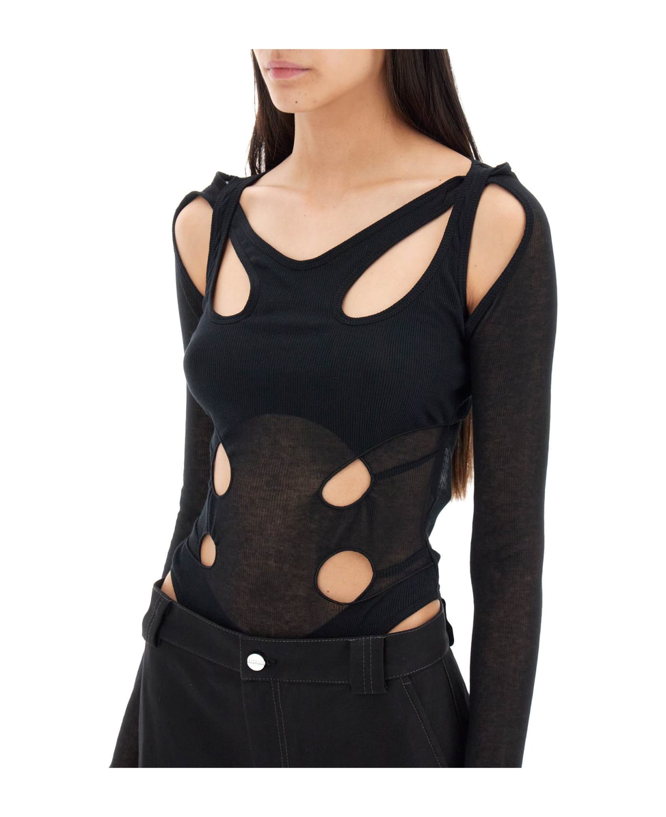 Dion Lee Long-sleeved Bodysuit With Cut-outs - BLACK (Black) ボディスーツ