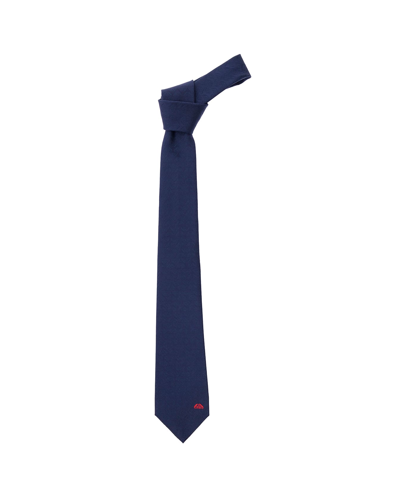 Alexander McQueen Blue Pre-tied Tie With Seal Logo Embellishment In Silk Man - Multicolor