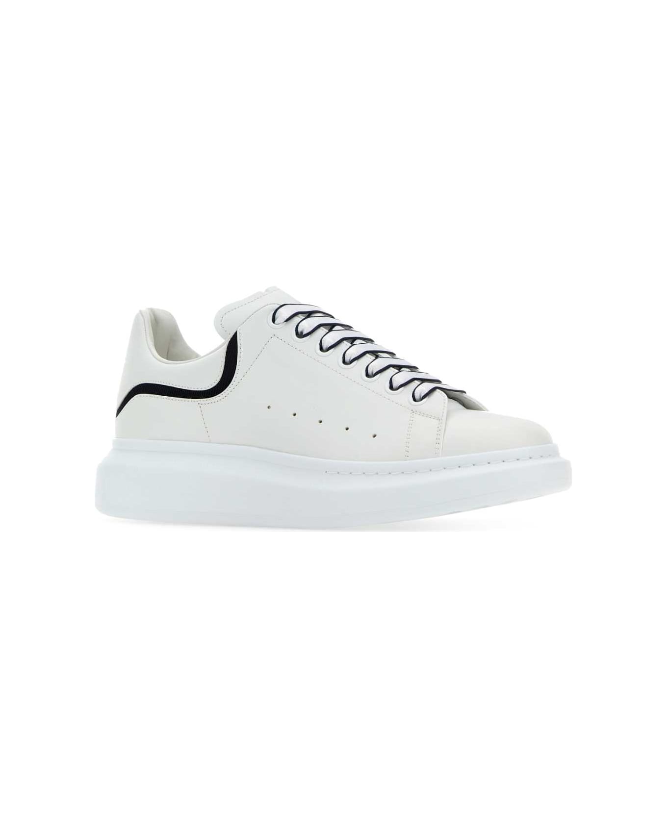 Alexander McQueen White Leather Sneakers With White Leather Heel - 9095 スニーカー