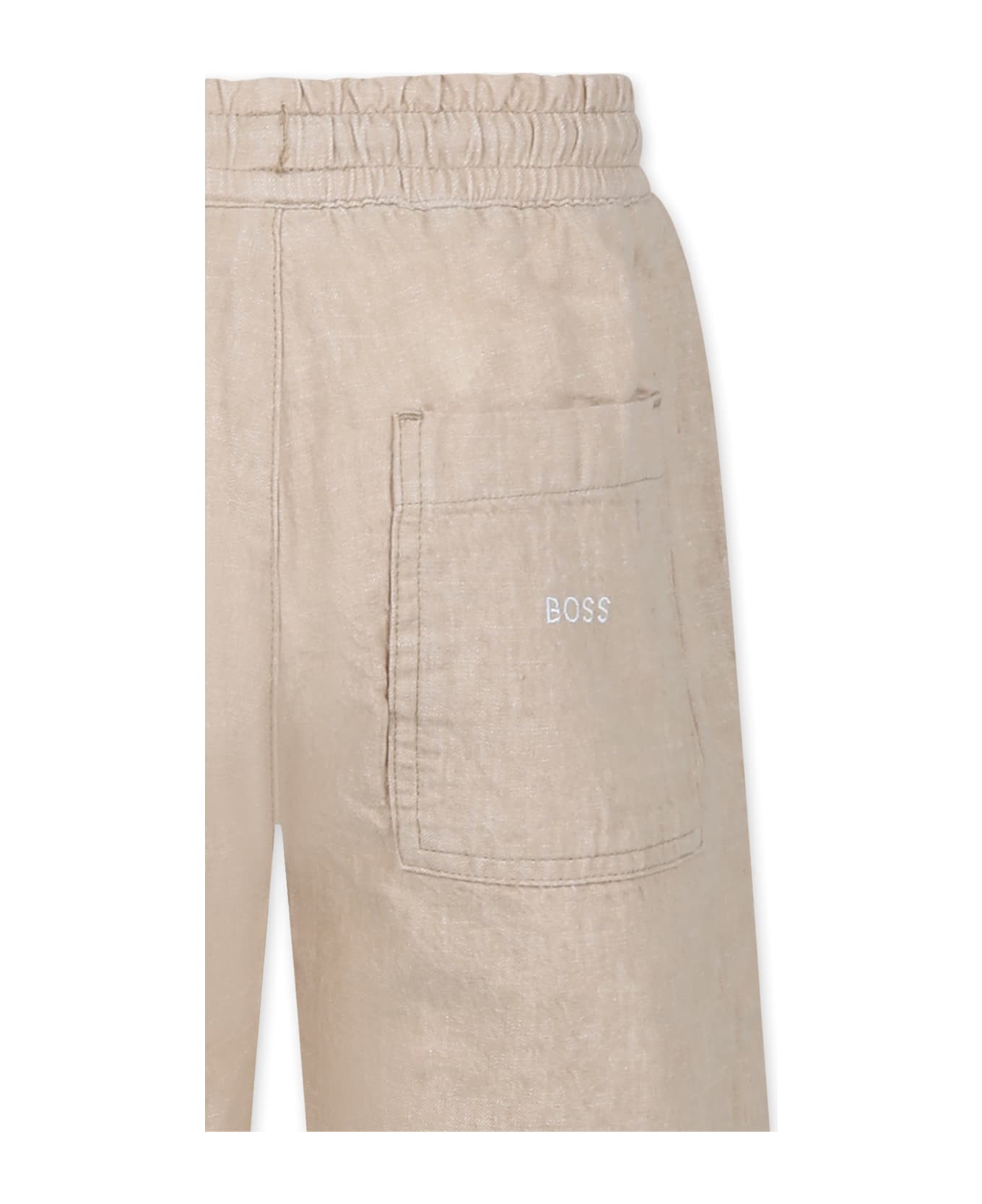 Hugo Boss Beige Shorts For Boy With Logo - Beige