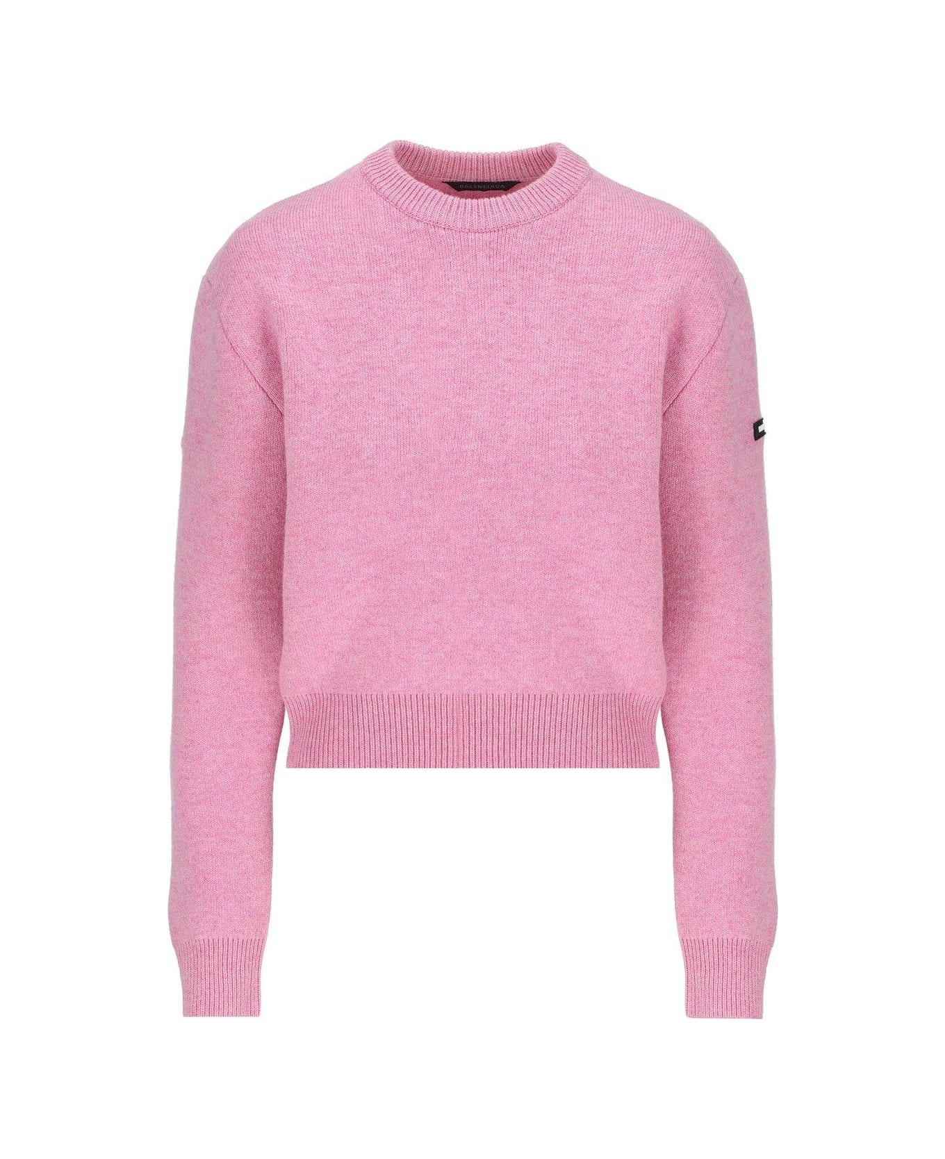 Balenciaga Logo Patch Knitted Jumper - Pink
