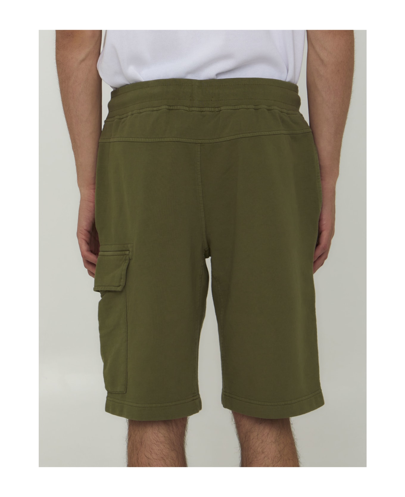 C.P. Company Cotton Fleece Bermuda Shorts - GREEN