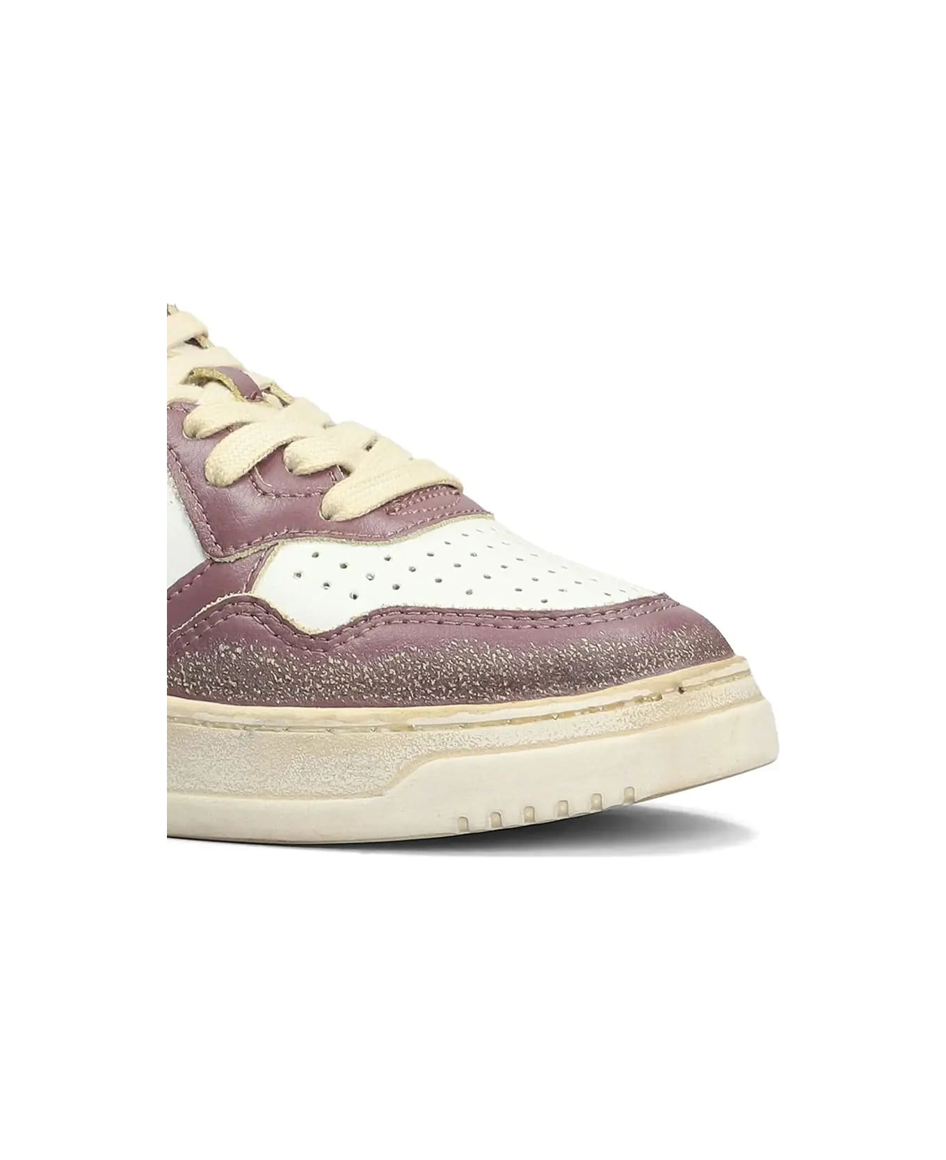 Autry Super Vintage Medalist Low Sneakers In White, Celestial Blue And Taupe Leather - white