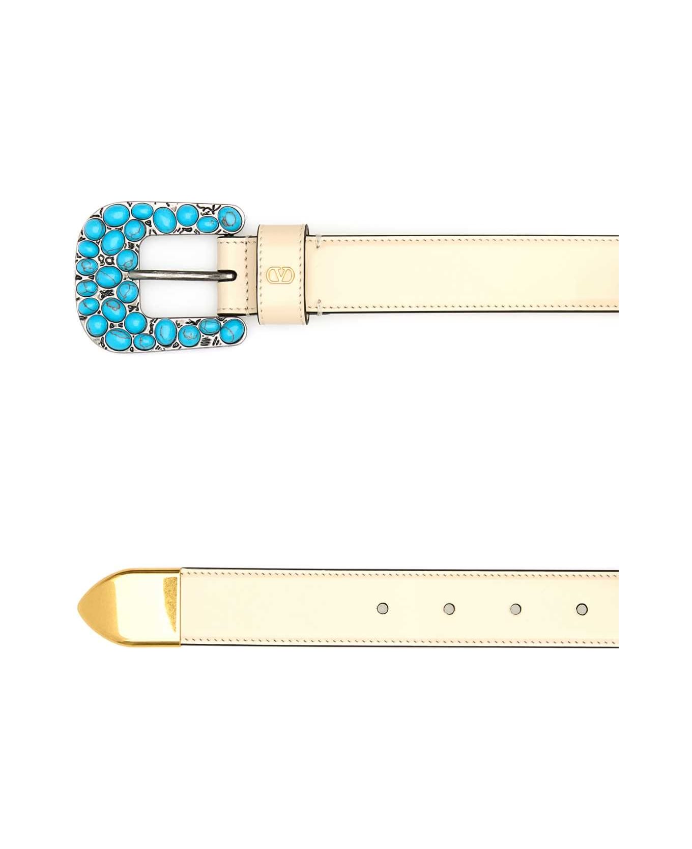 Valentino Garavani Ivory Leather Belt - BUTTERWHITE