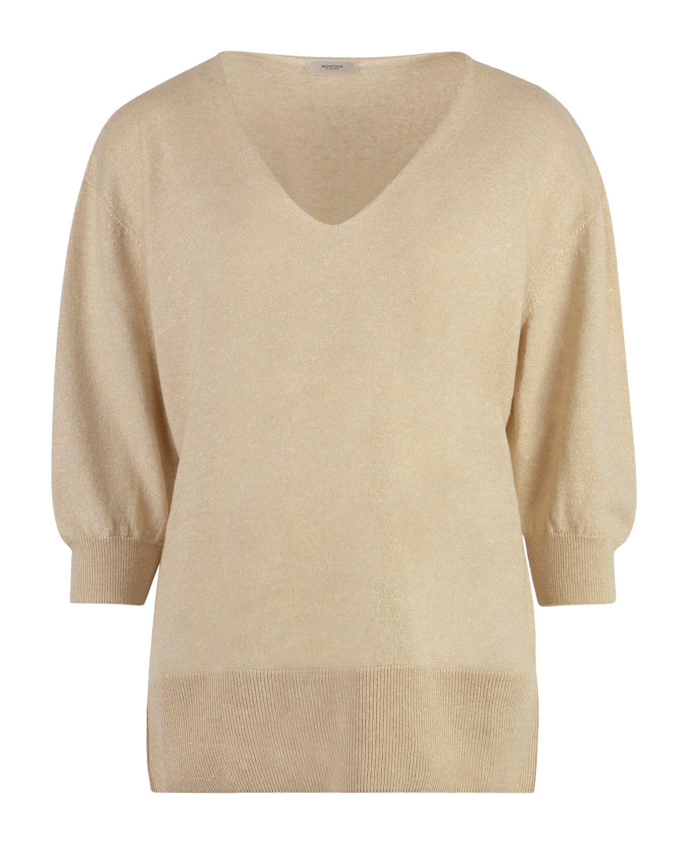 Agnona Cashmere And Linen Sweater - Beige