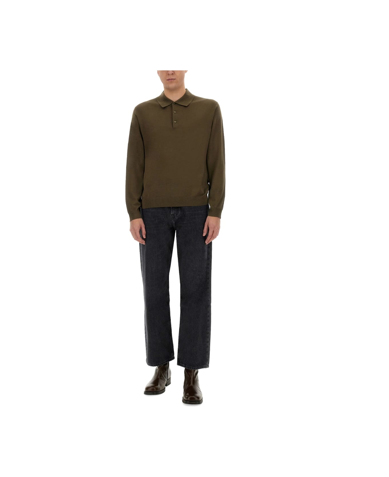 Sunflower Wool Polo Shirt - BROWN