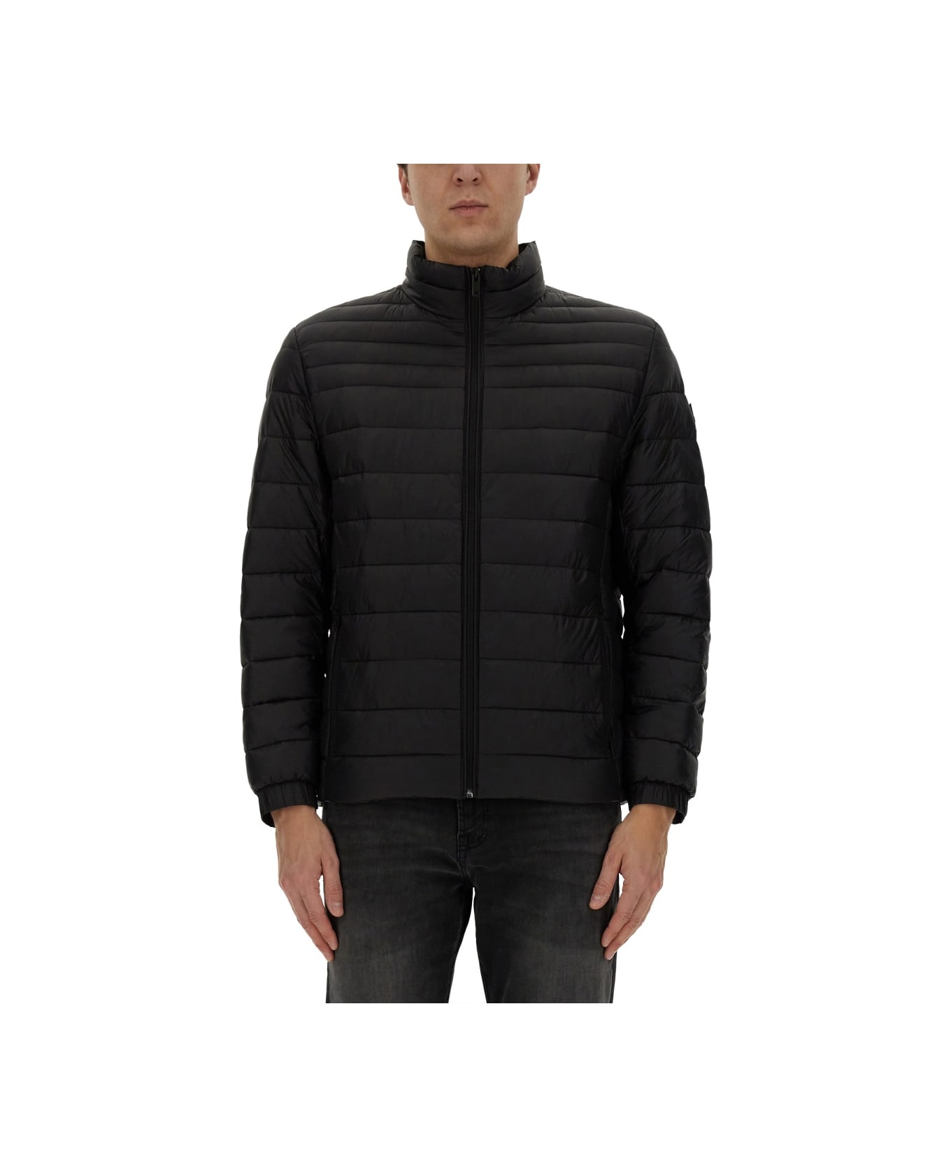 Hugo Boss Down Jacket With Logo - BLACK