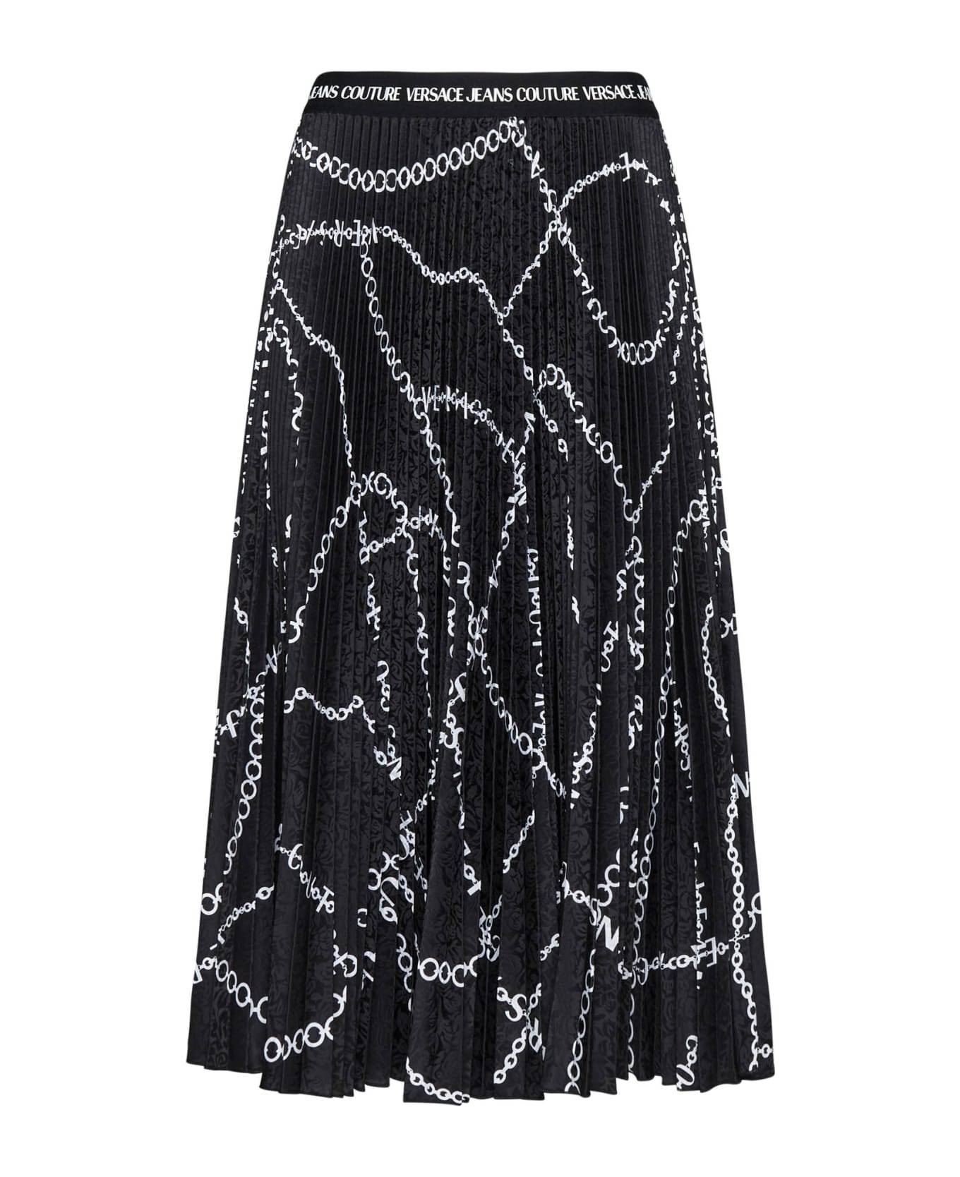 Versace Jeans Couture Chain-link Pleated Midi Skirt - Black