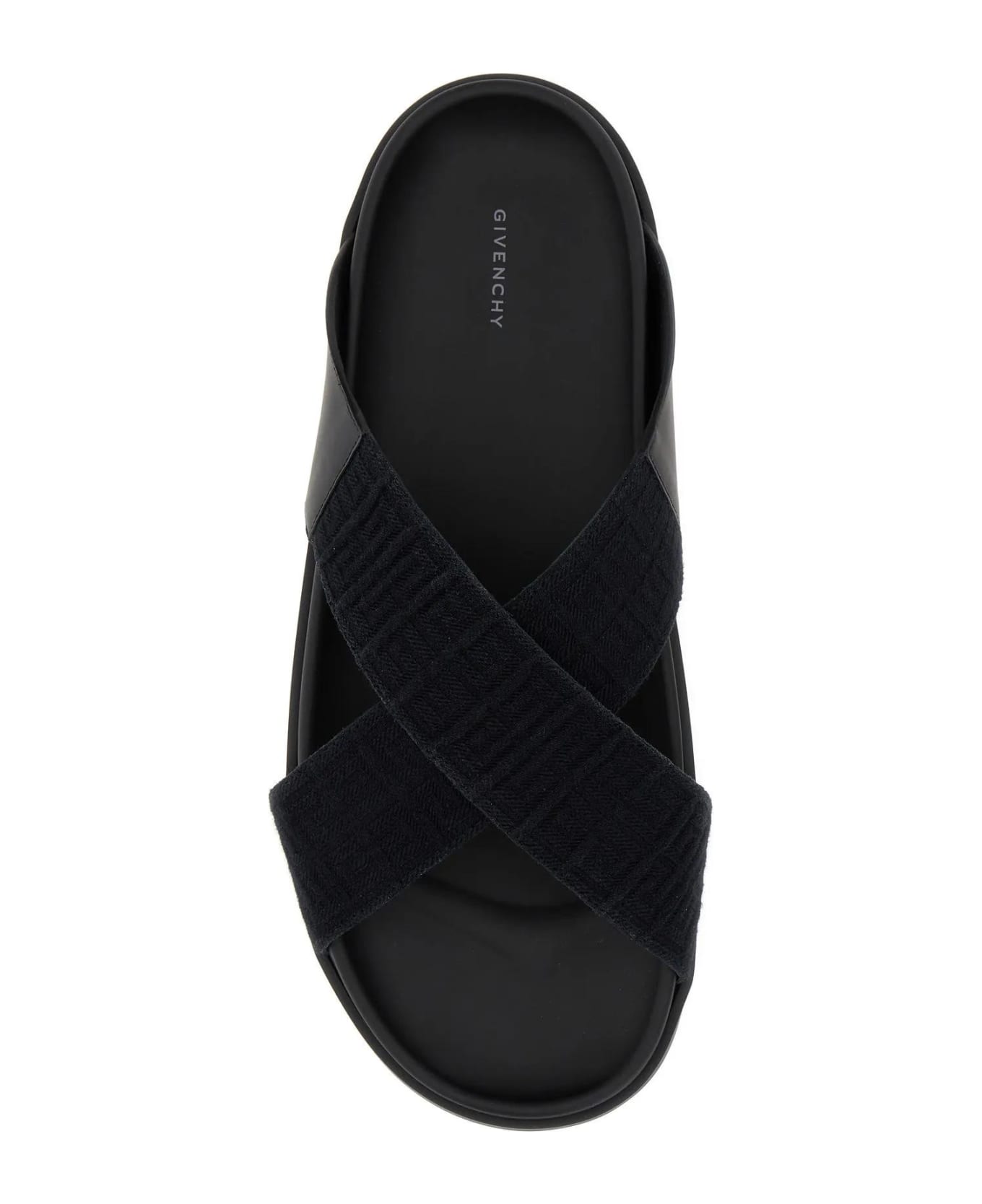 Givenchy Black Leather And Cotton Slippers - BLACK