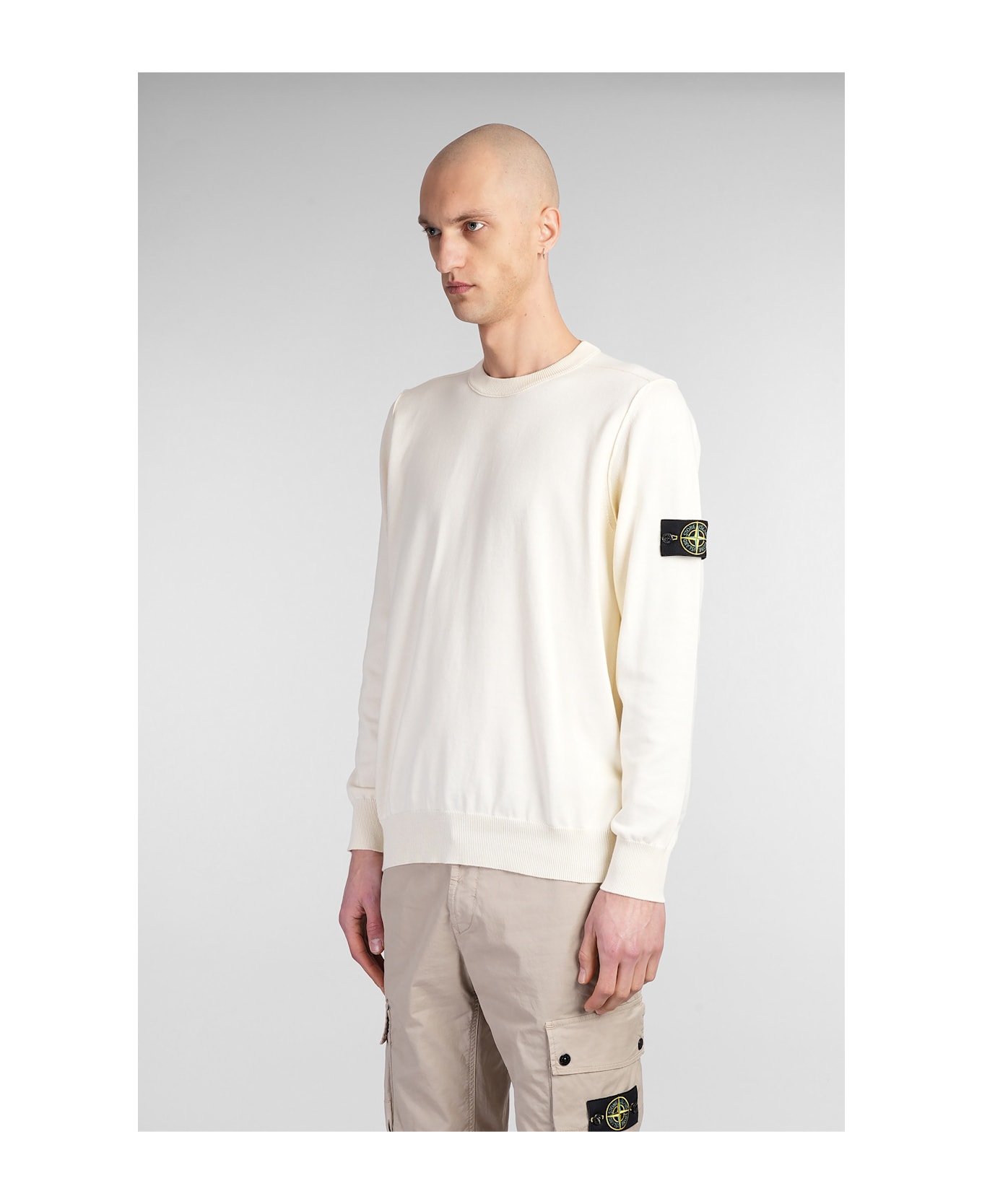 Stone Island Compass Patch Crewneck Jumper - Ivory
