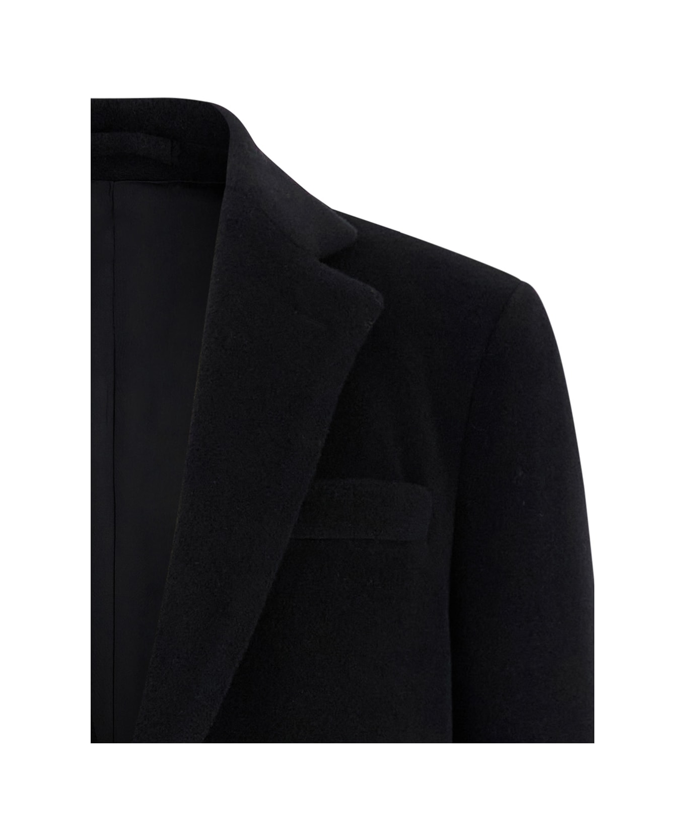 Lardini Black Single-breasted Coat With Notched Revers In Wool Blend Man - Black