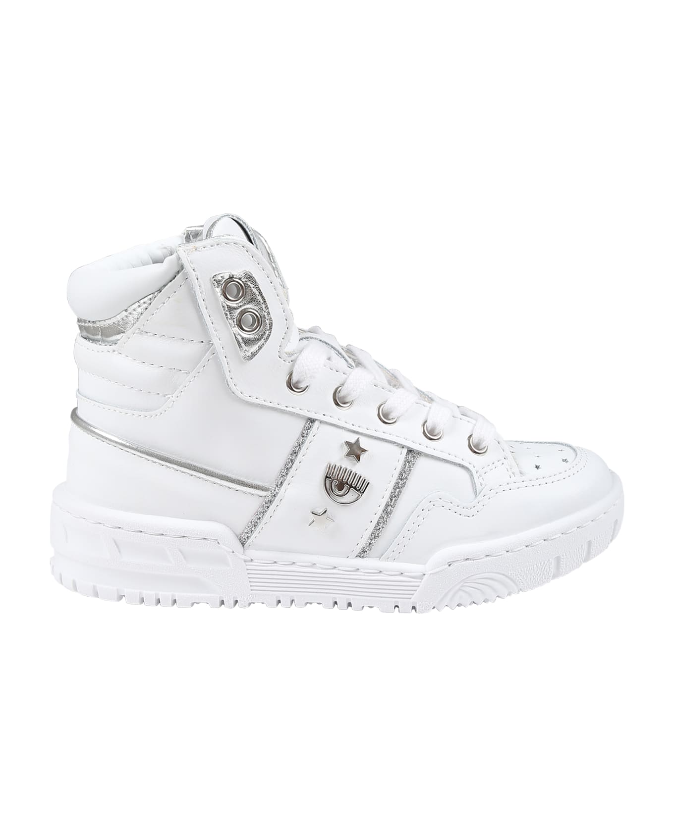Chiara Ferragni White Sneakers For Girl With Eyestar - White シューズ