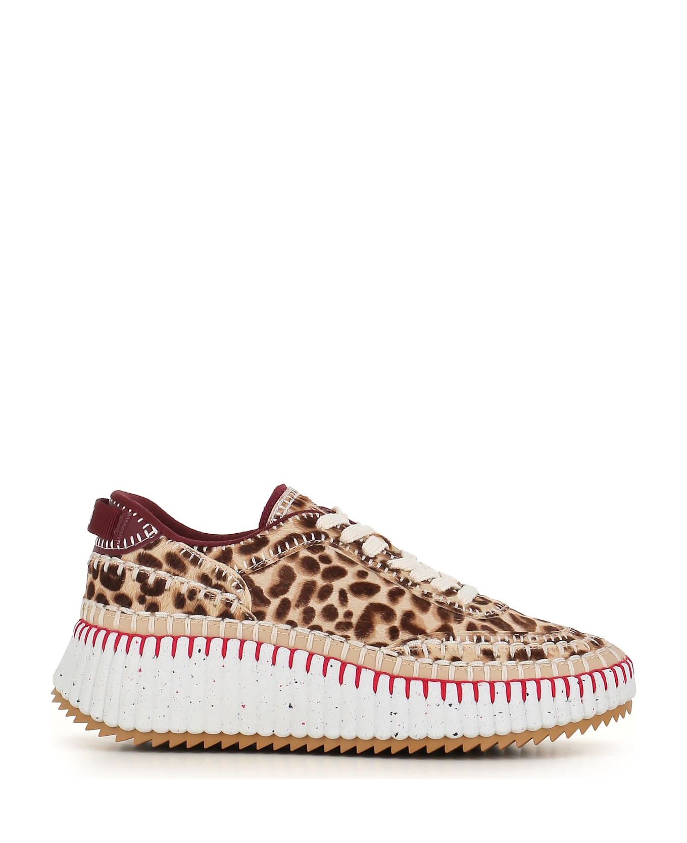 Chloé Nama Leopard-print Sneakers - Beige/rosa