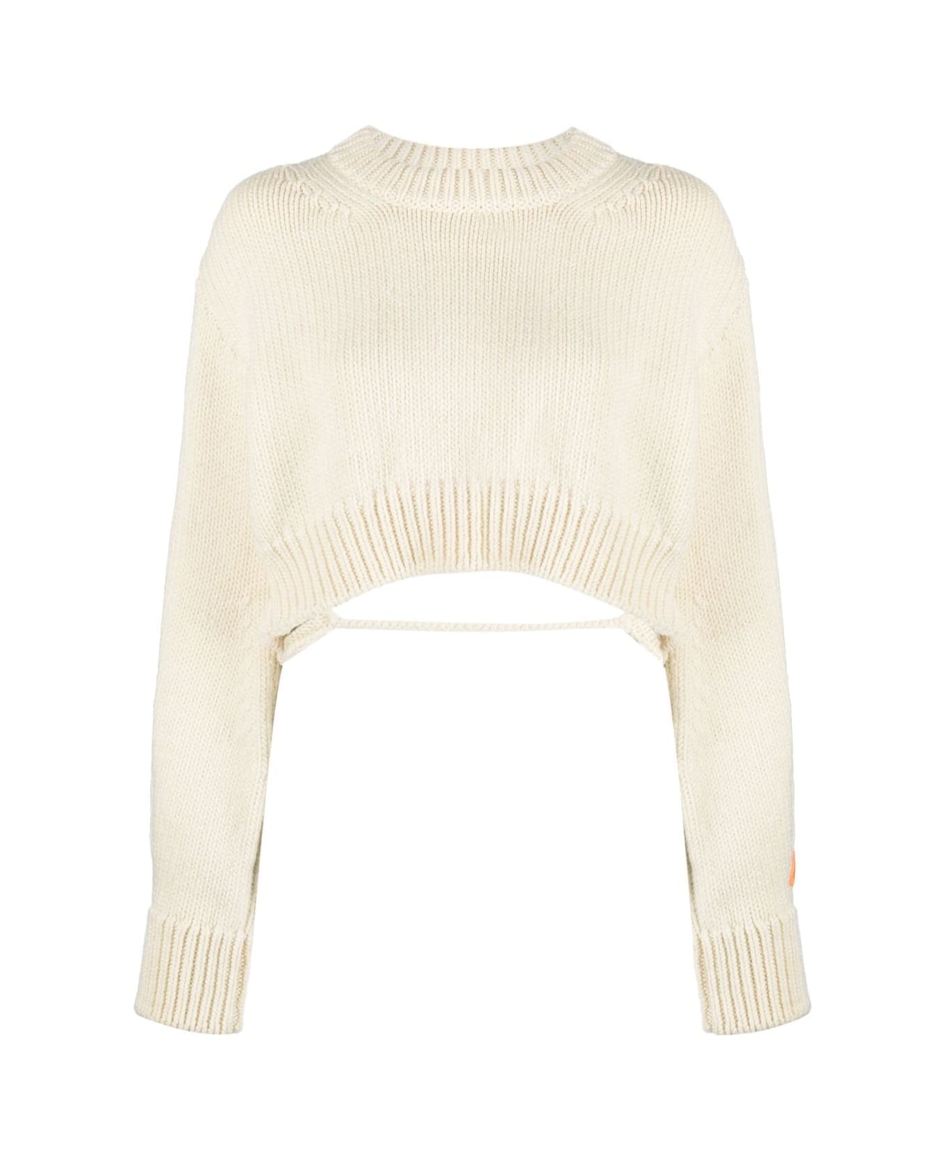 HERON PRESTON Open-back Cropped Wool Jumper - White