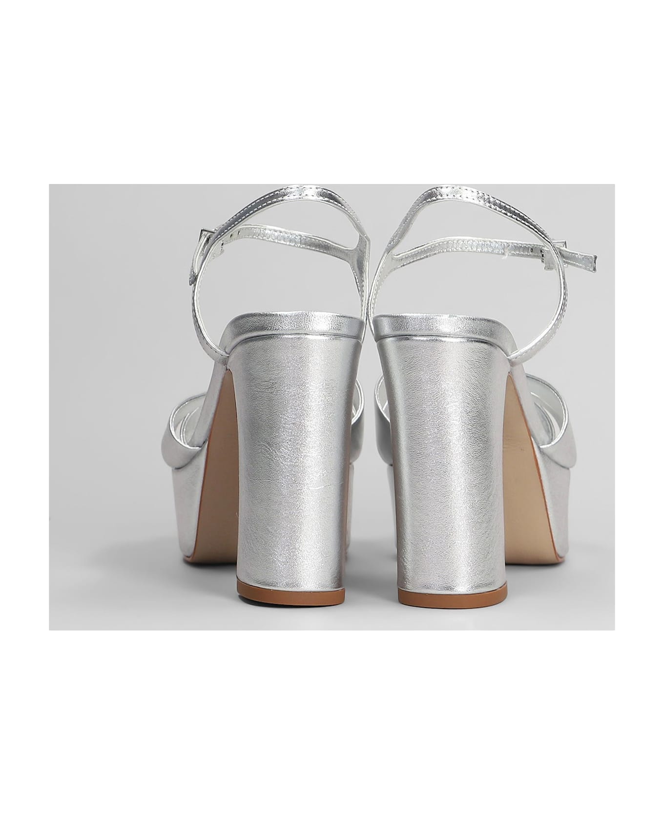 Schutz Sandals In Silver Leather - silver
